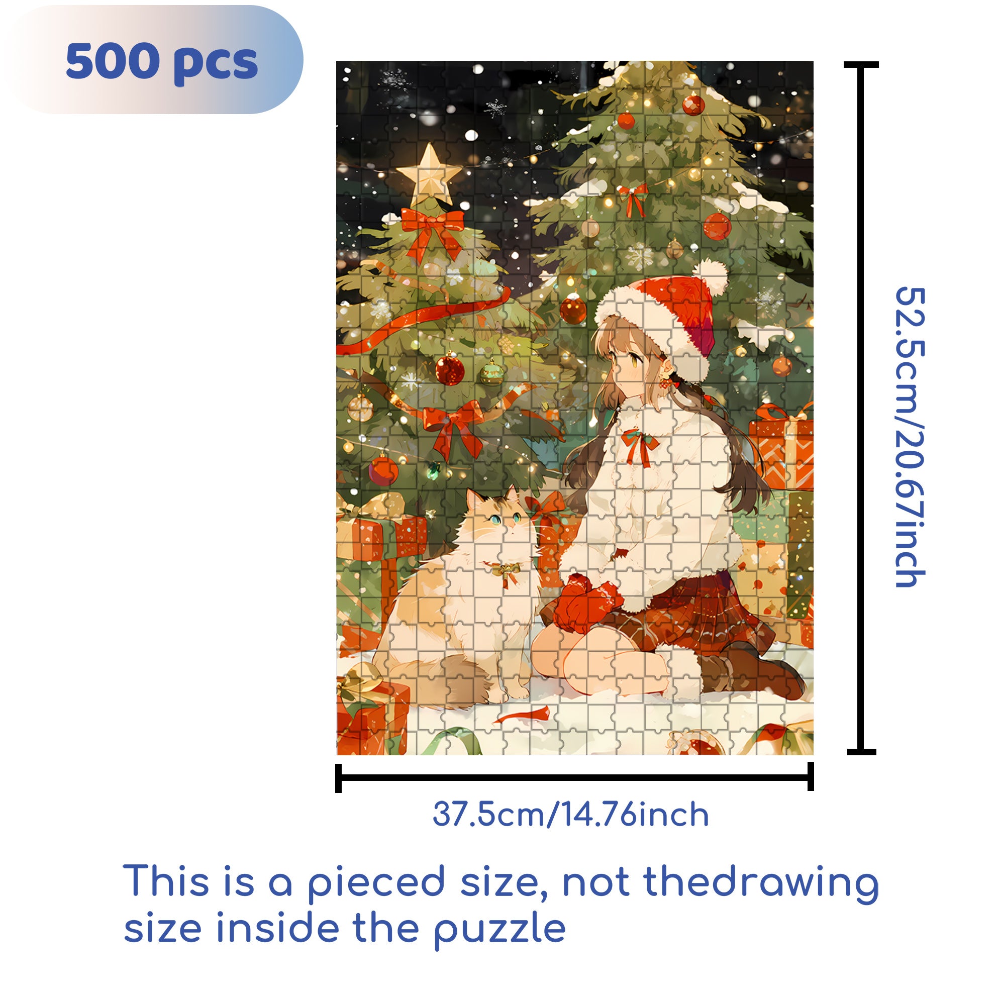 Girl & Persian Cat 500pcs/1000pcs Jigsaw Puzzle, Scratch-Resistant, Paper Material, Interactive Family Game & Brain-Boosting DIY Decor, Perfect for Halloween, Christmas & New Year Gifts, Family Puzzle Game