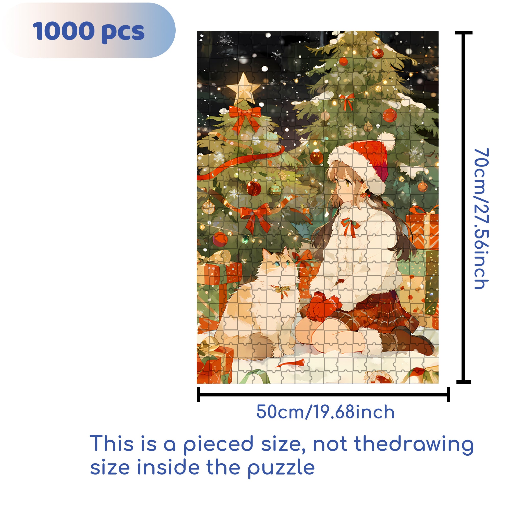 Girl & Persian Cat 500pcs/1000pcs Jigsaw Puzzle, Scratch-Resistant, Paper Material, Interactive Family Game & Brain-Boosting DIY Decor, Perfect for Halloween, Christmas & New Year Gifts, Family Puzzle Game