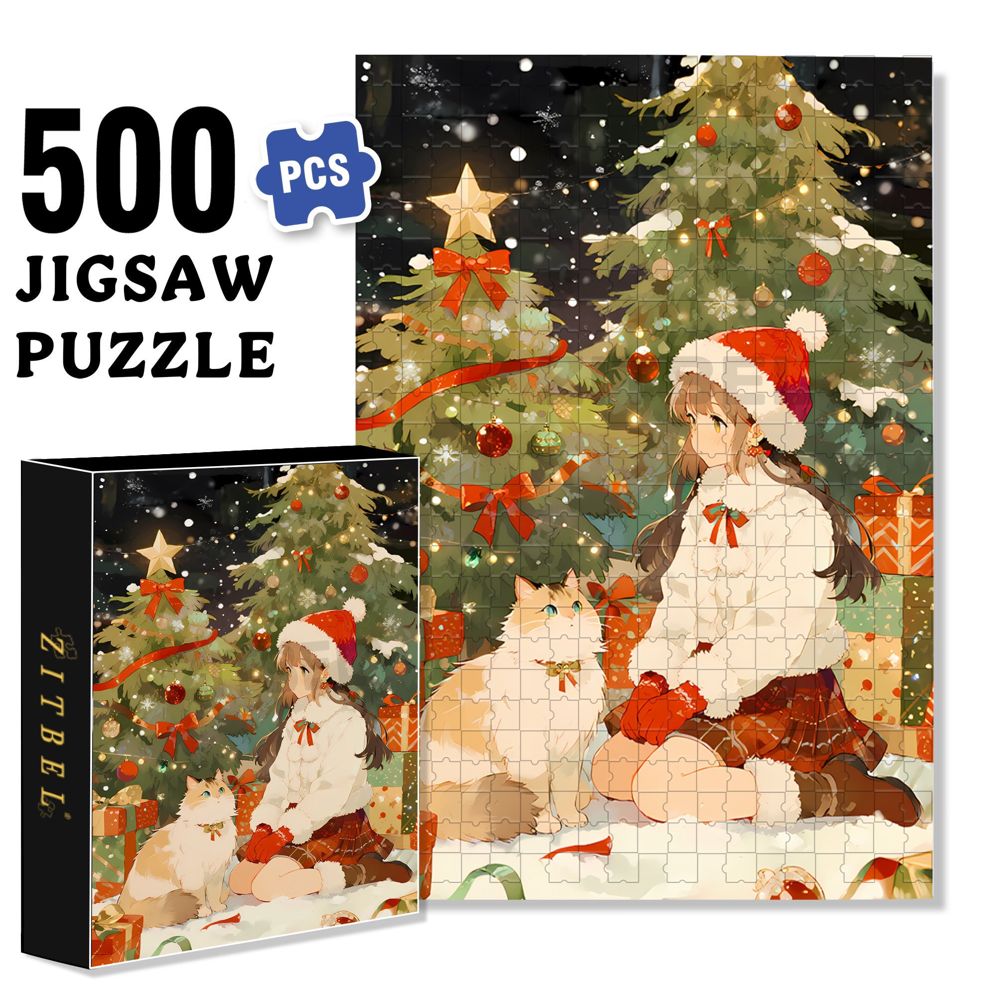 Girl & Persian Cat 500pcs/1000pcs Jigsaw Puzzle, Scratch-Resistant, Paper Material, Interactive Family Game & Brain-Boosting DIY Decor, Perfect for Halloween, Christmas & New Year Gifts, Family Puzzle Game