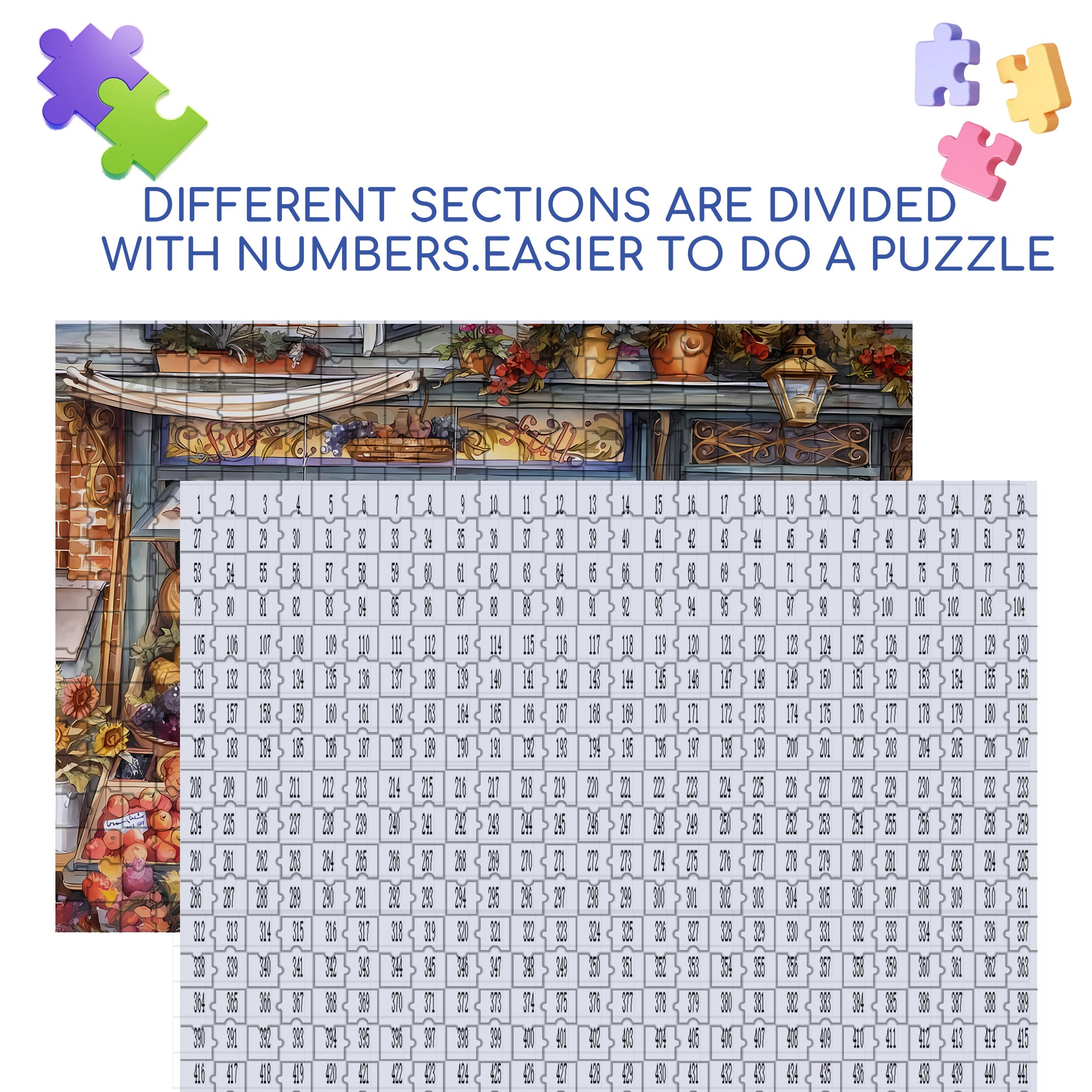 Green Grocery 500pcs/1000pcs Jigsaw Puzzle, Scratch-Resistant, Paper Material, Interactive Family Game & Brain-Boosting DIY Decor, Perfect for Halloween, Christmas & New Year Gifts, Family Puzzle Game