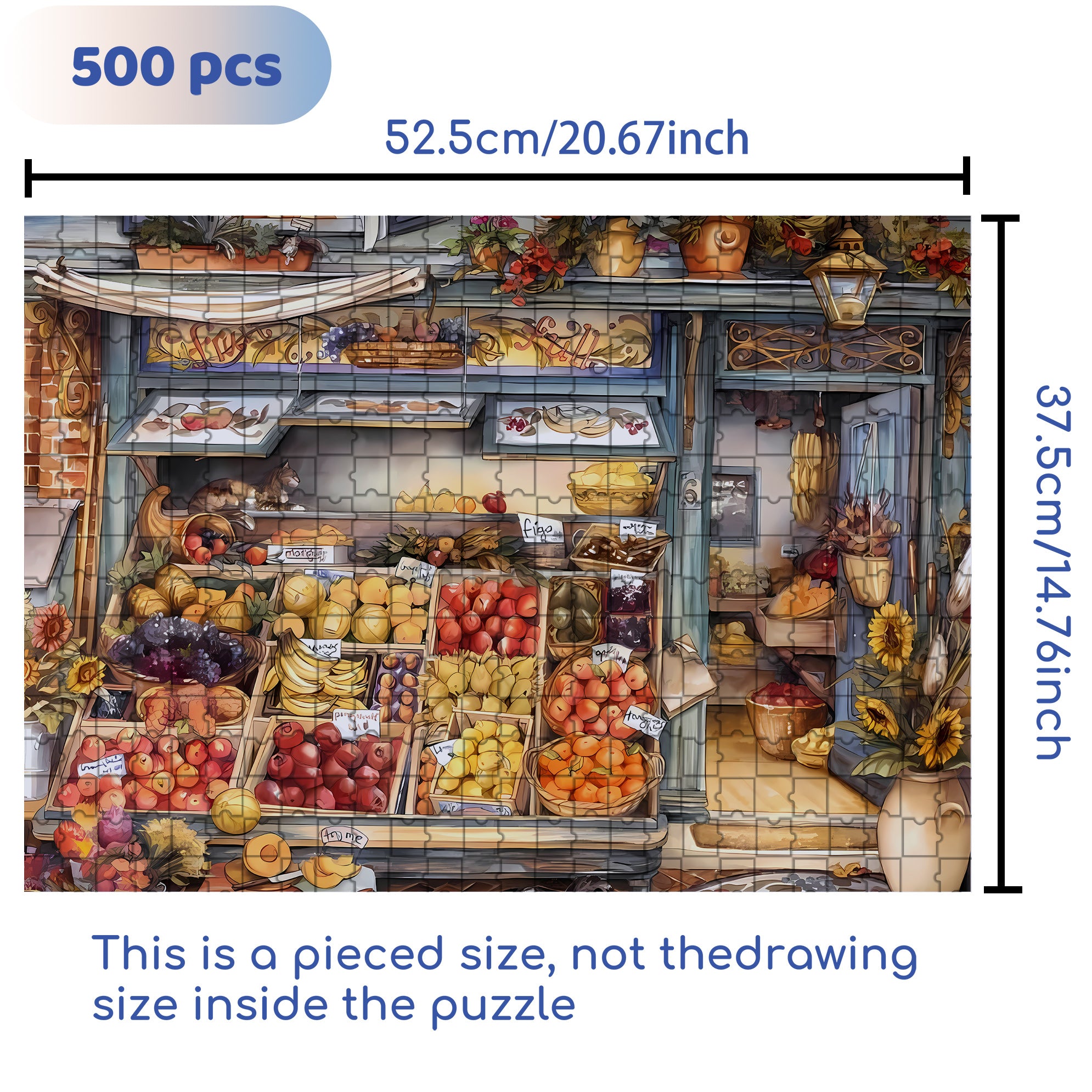 Green Grocery 500pcs/1000pcs Jigsaw Puzzle, Scratch-Resistant, Paper Material, Interactive Family Game & Brain-Boosting DIY Decor, Perfect for Halloween, Christmas & New Year Gifts, Family Puzzle Game