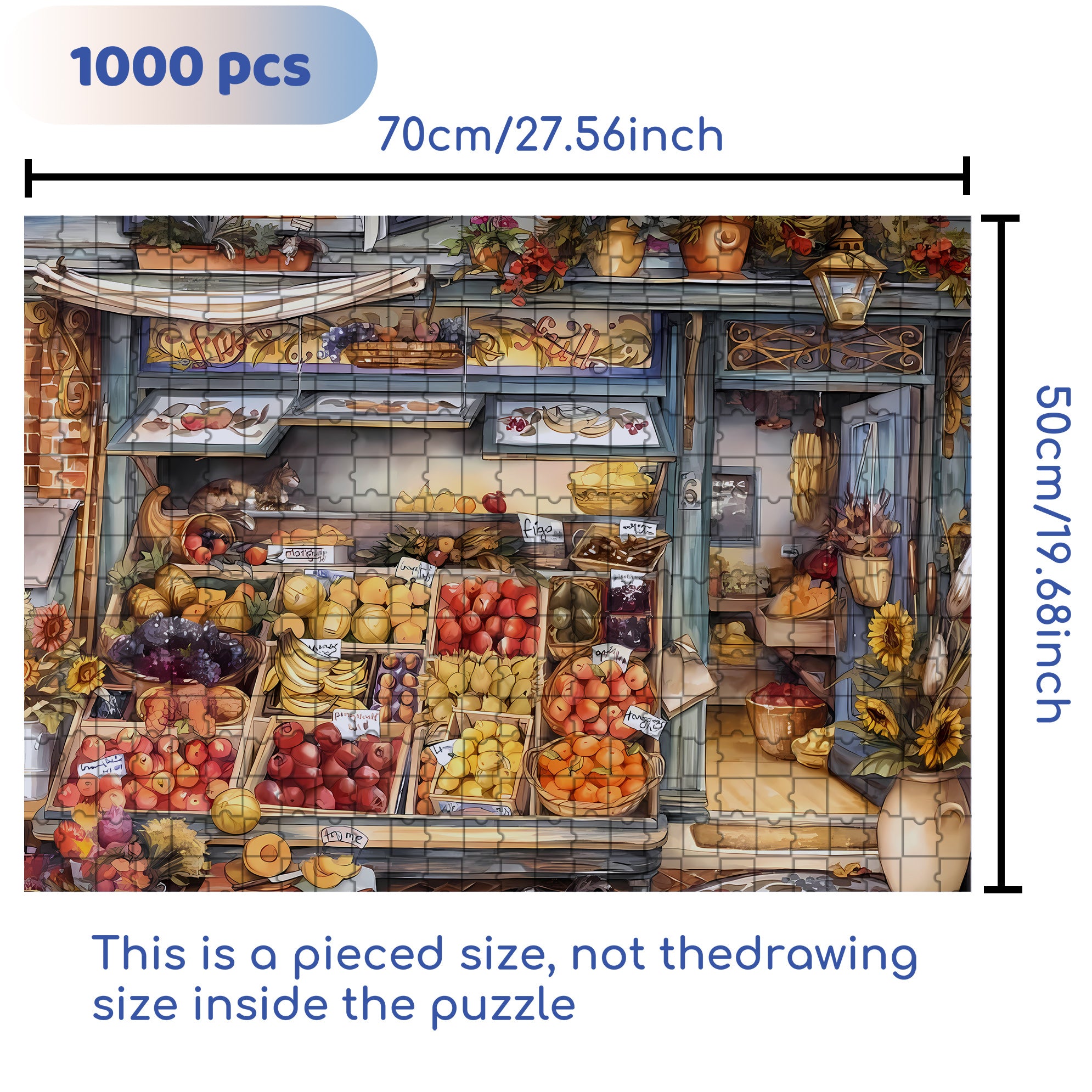 Green Grocery 500pcs/1000pcs Jigsaw Puzzle, Scratch-Resistant, Paper Material, Interactive Family Game & Brain-Boosting DIY Decor, Perfect for Halloween, Christmas & New Year Gifts, Family Puzzle Game