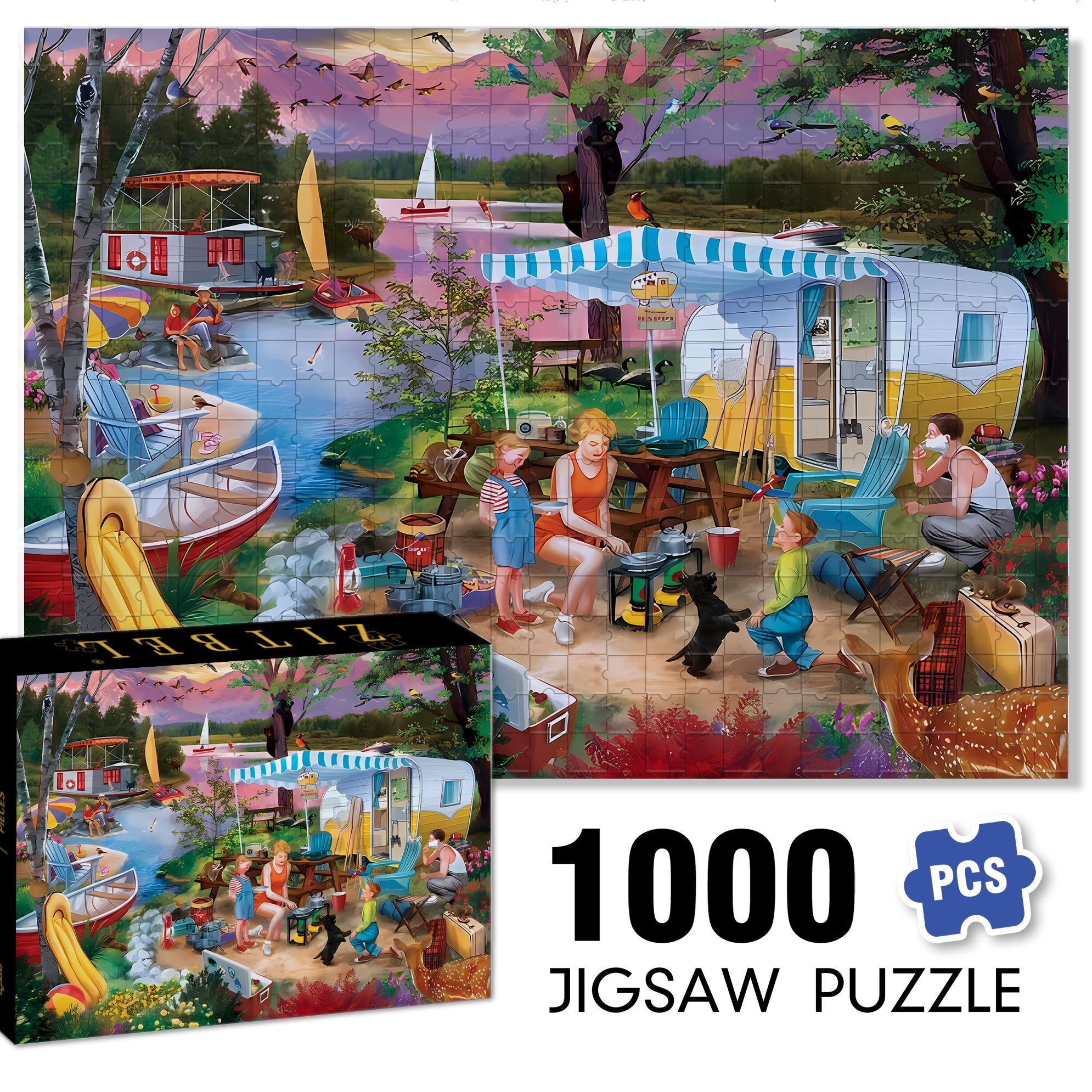 Leisure Lake  500pcs/1000pcs Jigsaw Puzzle, Scratch-Resistant, Paper Material, Interactive Family Game & Brain-Boosting DIY Decor, Perfect for Halloween, Christmas & New Year Gifts, Family Puzzle Game