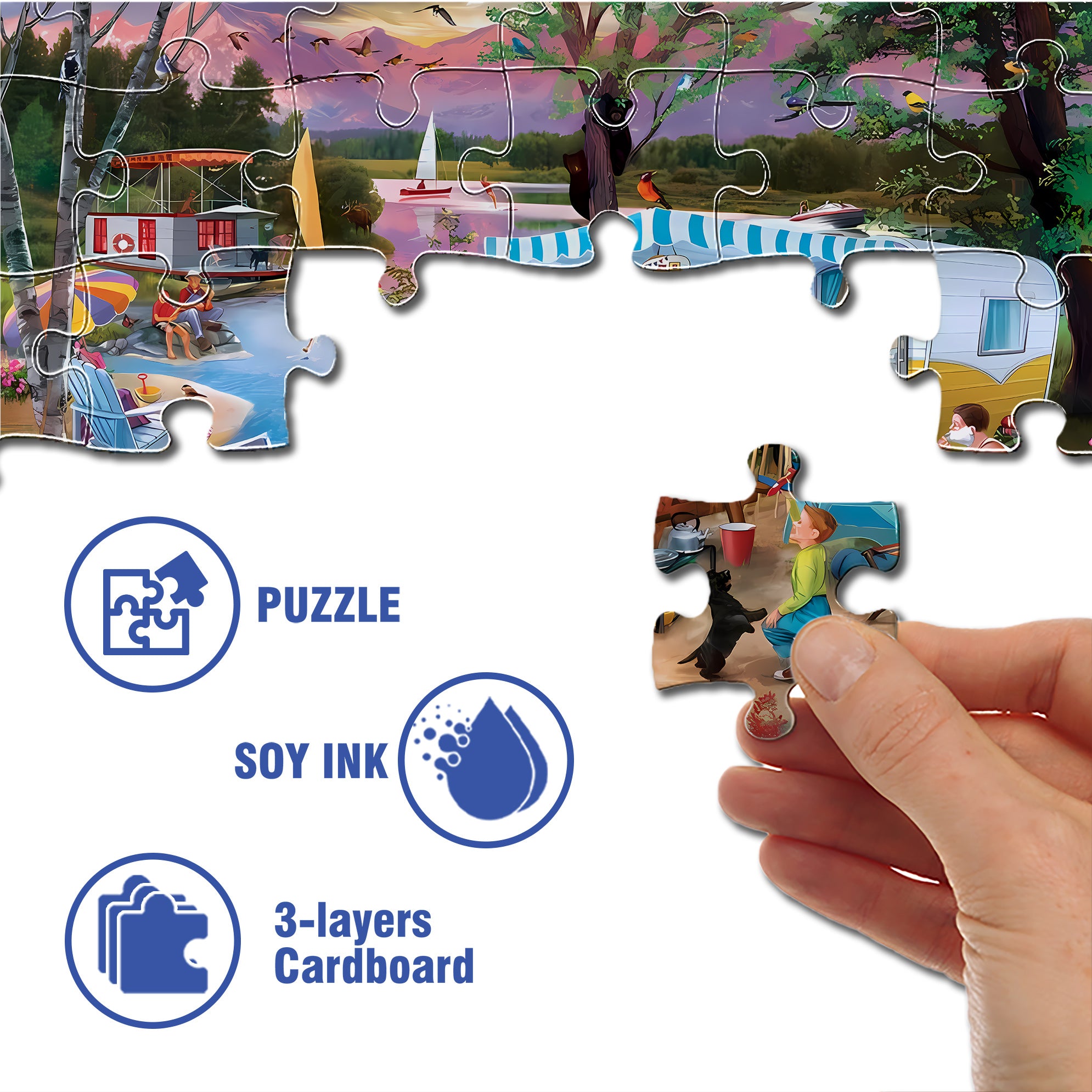 Leisure Lake  500pcs/1000pcs Jigsaw Puzzle, Scratch-Resistant, Paper Material, Interactive Family Game & Brain-Boosting DIY Decor, Perfect for Halloween, Christmas & New Year Gifts, Family Puzzle Game