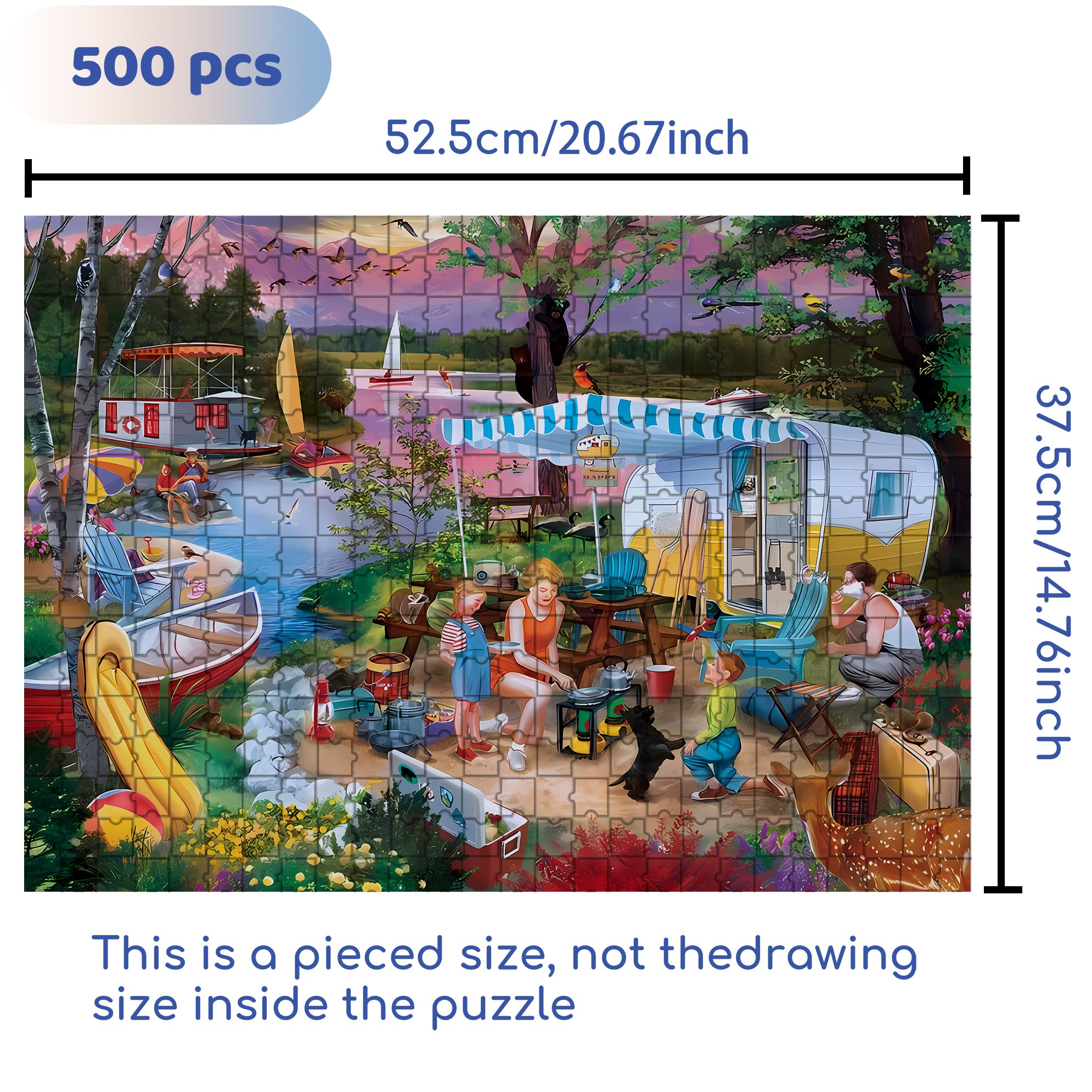 Leisure Lake  500pcs/1000pcs Jigsaw Puzzle, Scratch-Resistant, Paper Material, Interactive Family Game & Brain-Boosting DIY Decor, Perfect for Halloween, Christmas & New Year Gifts, Family Puzzle Game