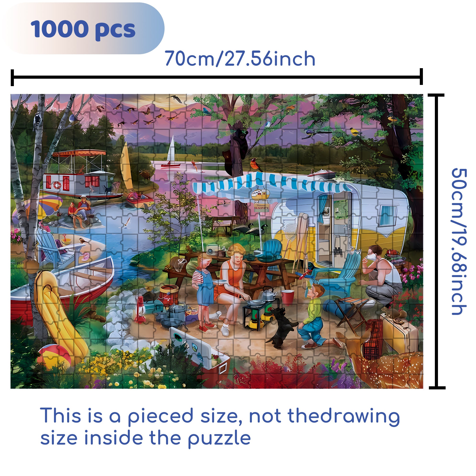 Leisure Lake  500pcs/1000pcs Jigsaw Puzzle, Scratch-Resistant, Paper Material, Interactive Family Game & Brain-Boosting DIY Decor, Perfect for Halloween, Christmas & New Year Gifts, Family Puzzle Game