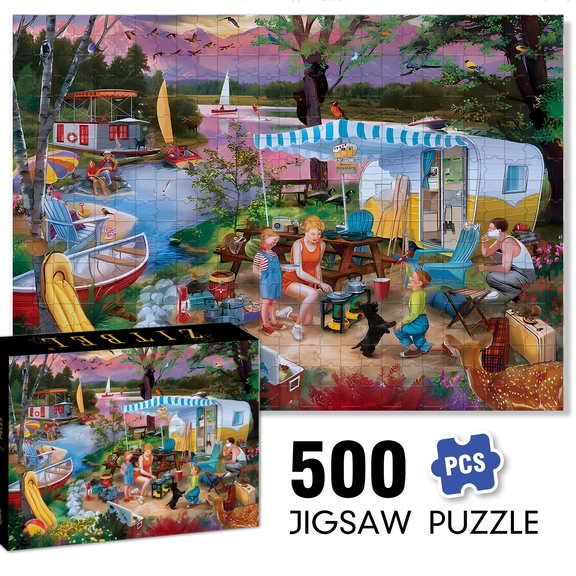 Leisure Lake  500pcs/1000pcs Jigsaw Puzzle, Scratch-Resistant, Paper Material, Interactive Family Game & Brain-Boosting DIY Decor, Perfect for Halloween, Christmas & New Year Gifts, Family Puzzle Game