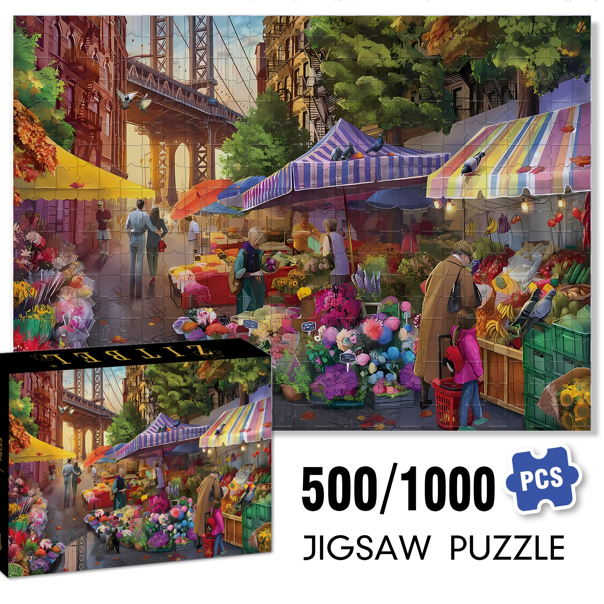 Lower Market    500pcs/1000pcs Jigsaw Puzzle, Scratch-Resistant, Paper Material, Interactive Family Game & Brain-Boosting DIY Decor, Perfect for Halloween, Christmas & New Year Gifts, Family Puzzle Game