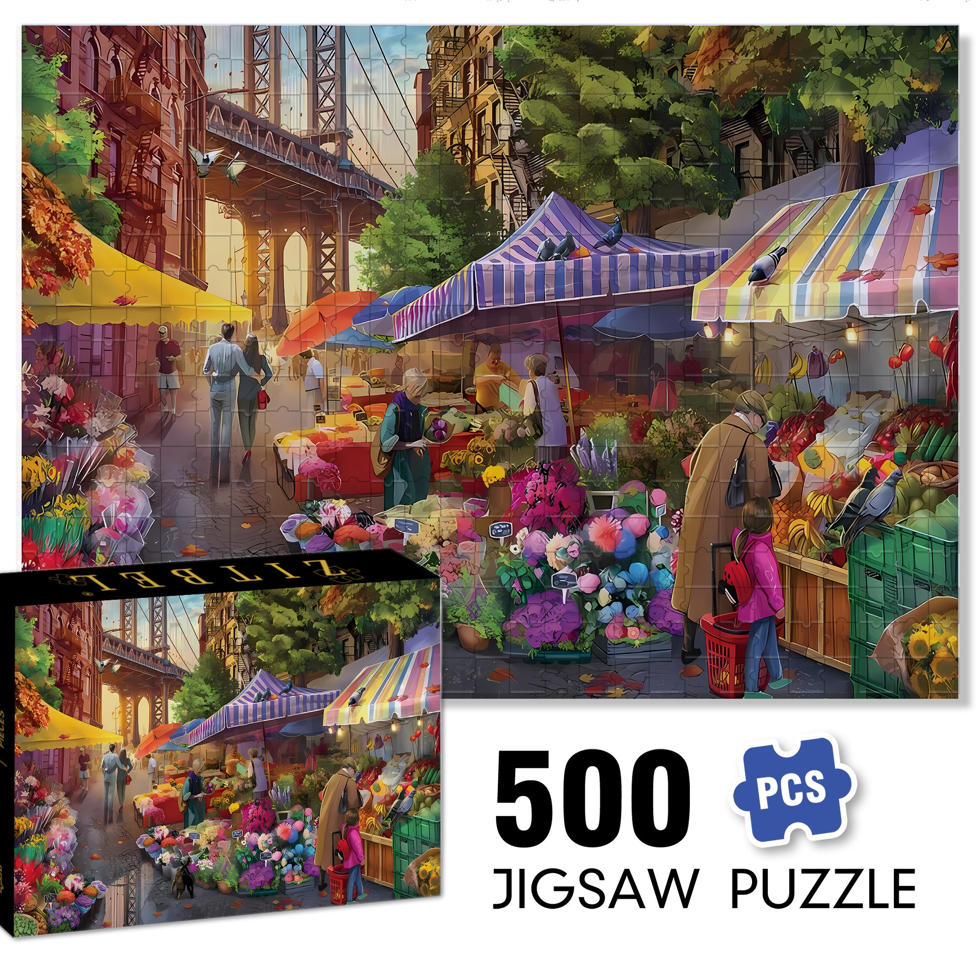 Lower Market    500pcs/1000pcs Jigsaw Puzzle, Scratch-Resistant, Paper Material, Interactive Family Game & Brain-Boosting DIY Decor, Perfect for Halloween, Christmas & New Year Gifts, Family Puzzle Game