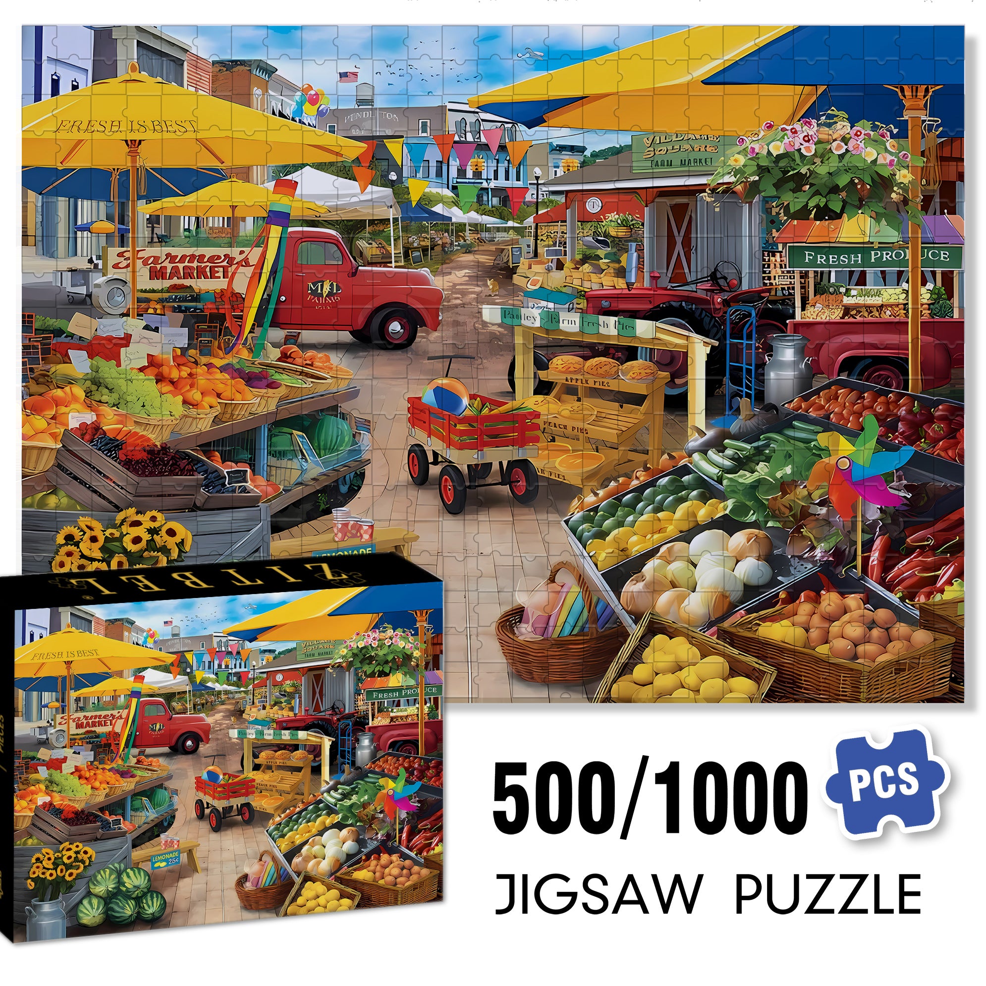 Market Square  500pcs/1000pcs Jigsaw Puzzle, Scratch-Resistant, Paper Material, Interactive Family Game & Brain-Boosting DIY Decor, Perfect for Halloween, Christmas & New Year Gifts, Family Puzzle Game