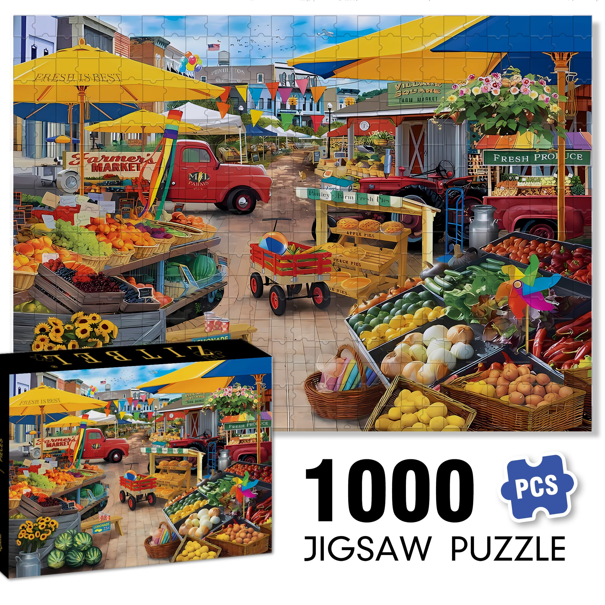 Market Square  500pcs/1000pcs Jigsaw Puzzle, Scratch-Resistant, Paper Material, Interactive Family Game & Brain-Boosting DIY Decor, Perfect for Halloween, Christmas & New Year Gifts, Family Puzzle Game