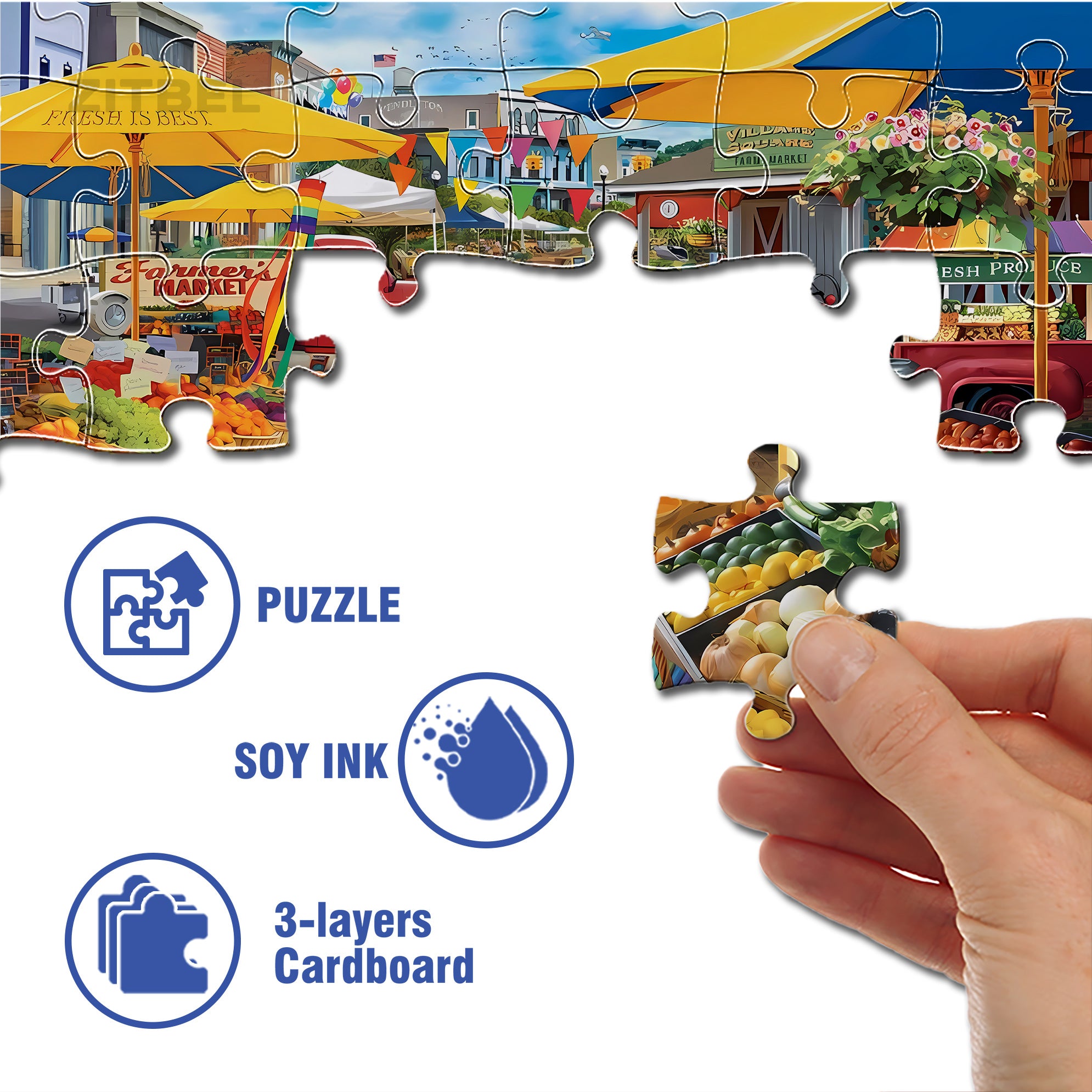 Market Square  500pcs/1000pcs Jigsaw Puzzle, Scratch-Resistant, Paper Material, Interactive Family Game & Brain-Boosting DIY Decor, Perfect for Halloween, Christmas & New Year Gifts, Family Puzzle Game