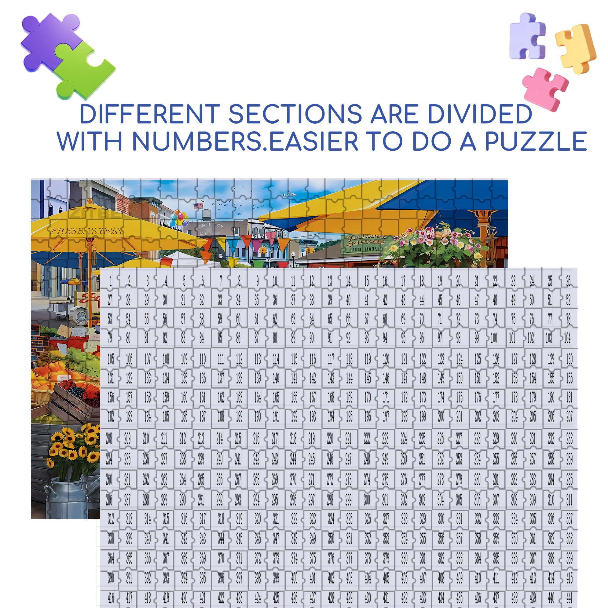 Market Square  500pcs/1000pcs Jigsaw Puzzle, Scratch-Resistant, Paper Material, Interactive Family Game & Brain-Boosting DIY Decor, Perfect for Halloween, Christmas & New Year Gifts, Family Puzzle Game