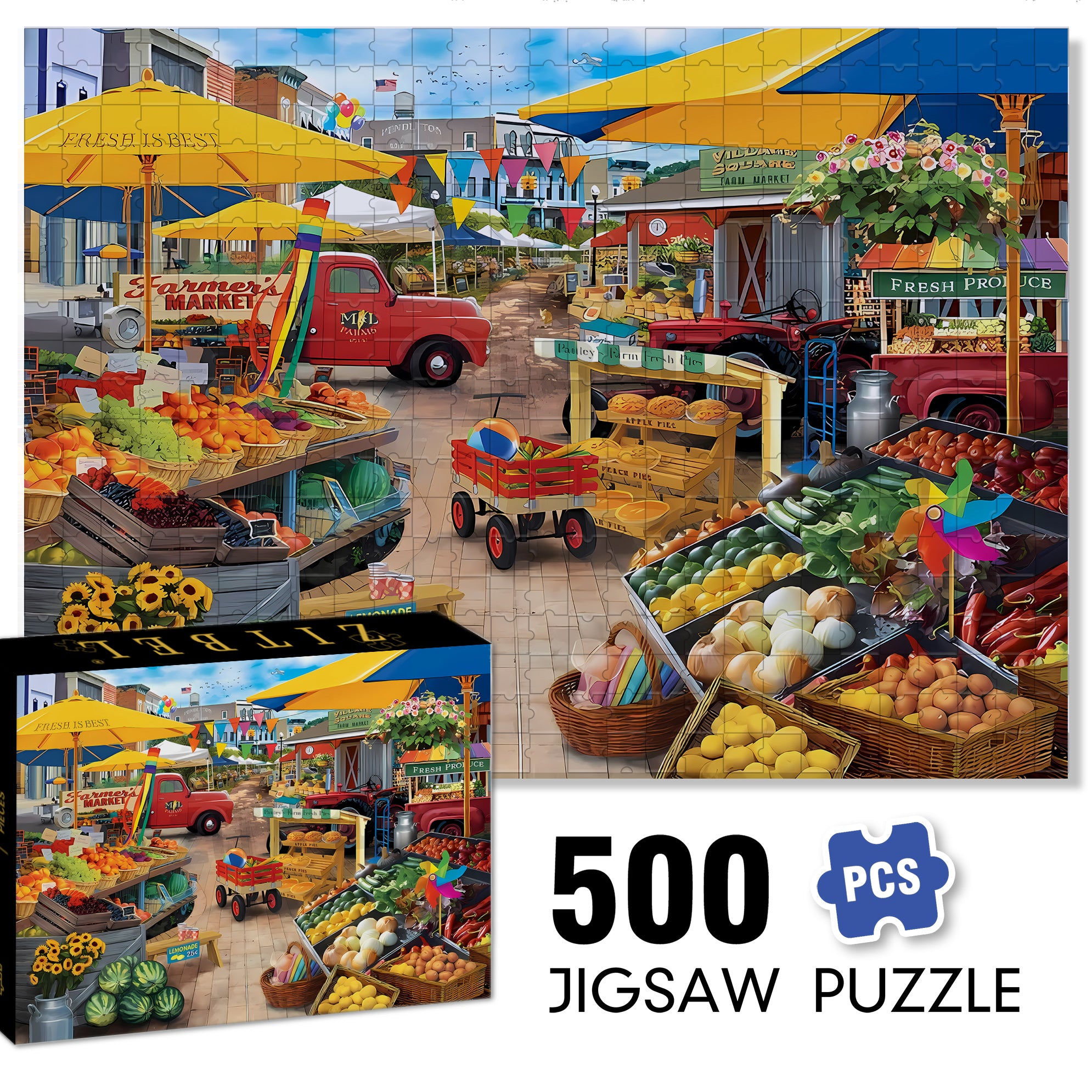 Market Square  500pcs/1000pcs Jigsaw Puzzle, Scratch-Resistant, Paper Material, Interactive Family Game & Brain-Boosting DIY Decor, Perfect for Halloween, Christmas & New Year Gifts, Family Puzzle Game