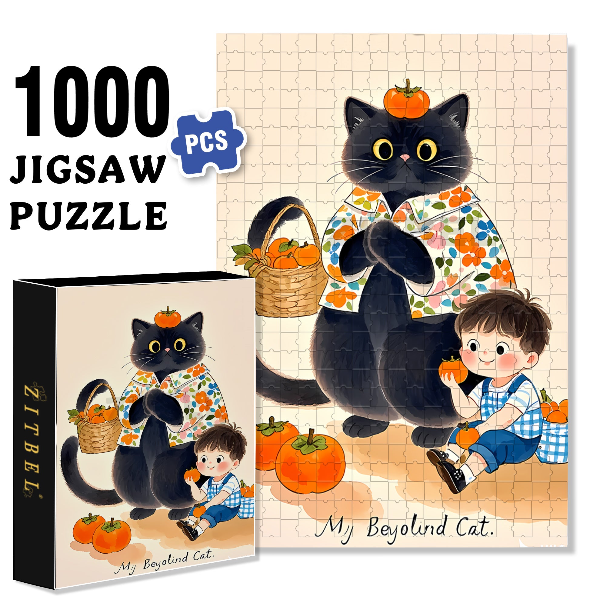 My Cat 500pcs/1000pcs Jigsaw Puzzle, Scratch-Resistant, Paper Material, Interactive Family Game & Brain-Boosting DIY Decor, Perfect for Halloween, Christmas & New Year Gifts, Family Puzzle Game