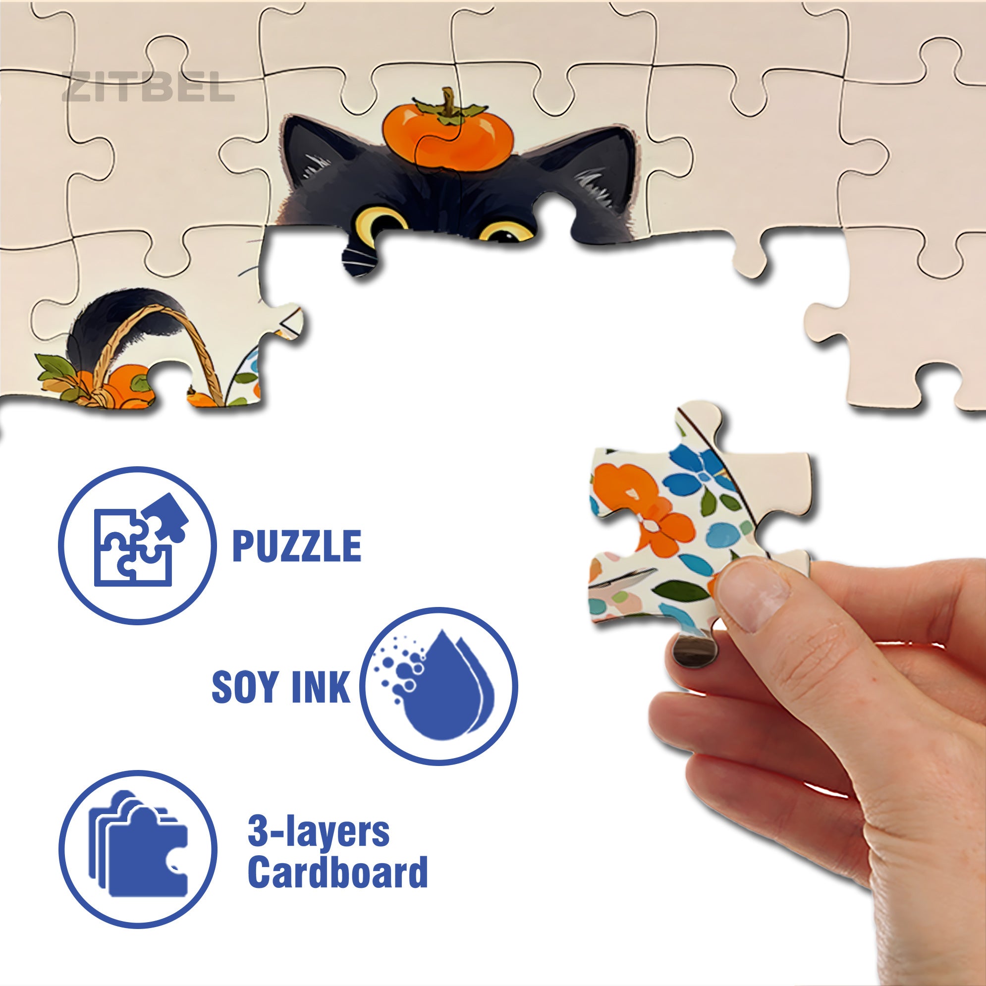 My Cat 500pcs/1000pcs Jigsaw Puzzle, Scratch-Resistant, Paper Material, Interactive Family Game & Brain-Boosting DIY Decor, Perfect for Halloween, Christmas & New Year Gifts, Family Puzzle Game