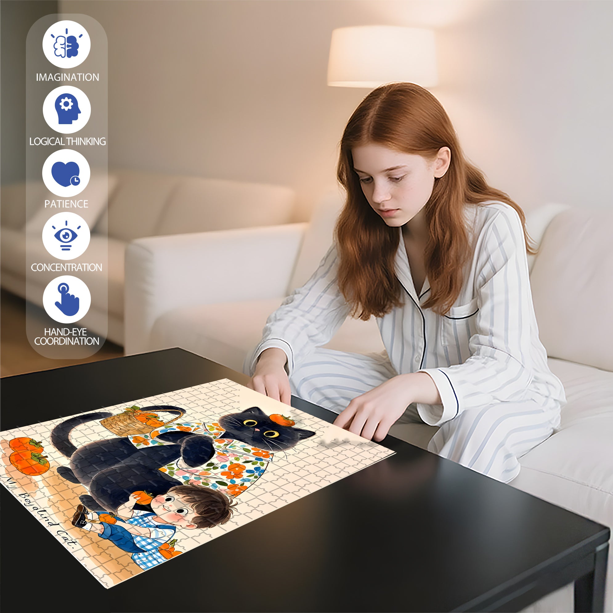 My Cat 500pcs/1000pcs Jigsaw Puzzle, Scratch-Resistant, Paper Material, Interactive Family Game & Brain-Boosting DIY Decor, Perfect for Halloween, Christmas & New Year Gifts, Family Puzzle Game