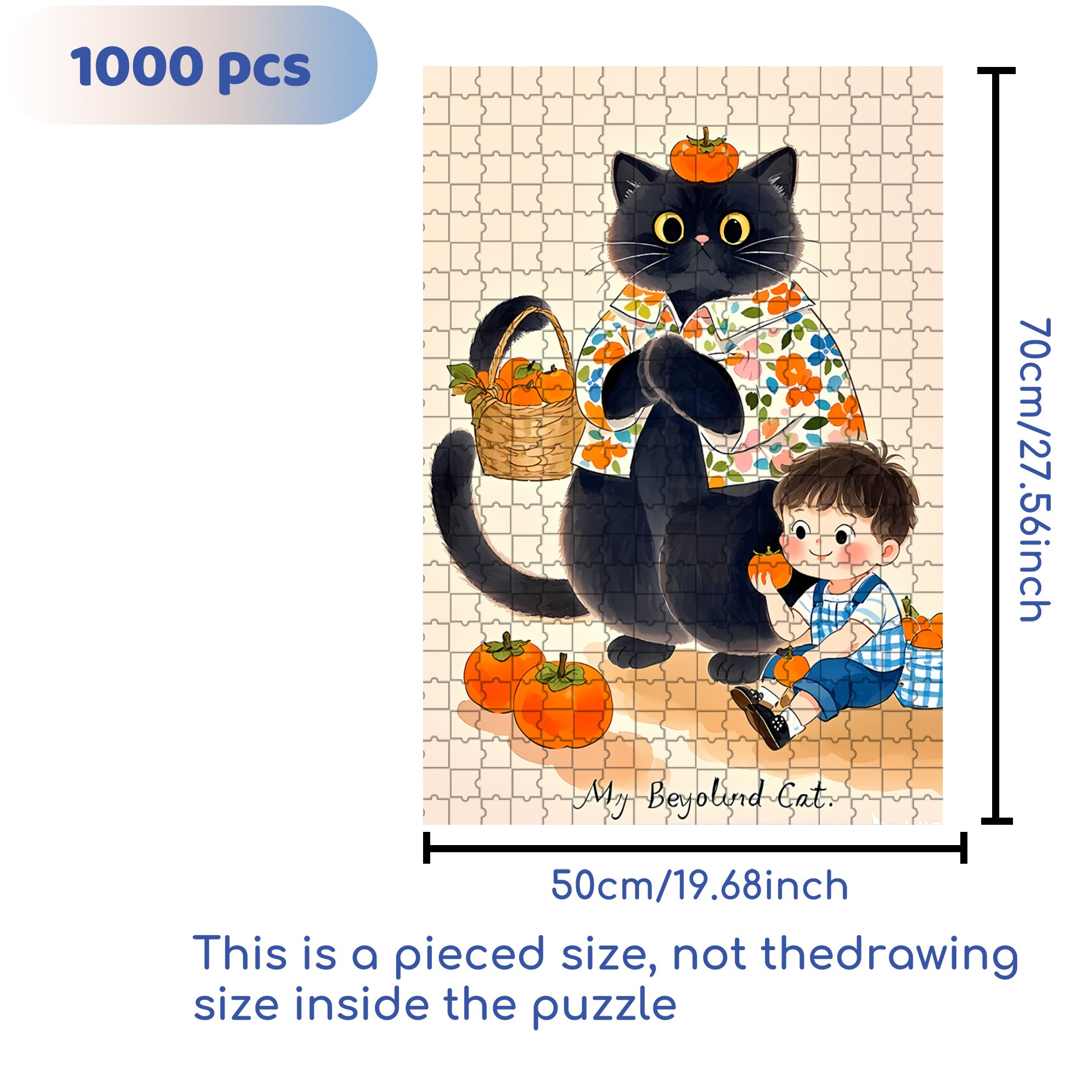 My Cat 500pcs/1000pcs Jigsaw Puzzle, Scratch-Resistant, Paper Material, Interactive Family Game & Brain-Boosting DIY Decor, Perfect for Halloween, Christmas & New Year Gifts, Family Puzzle Game