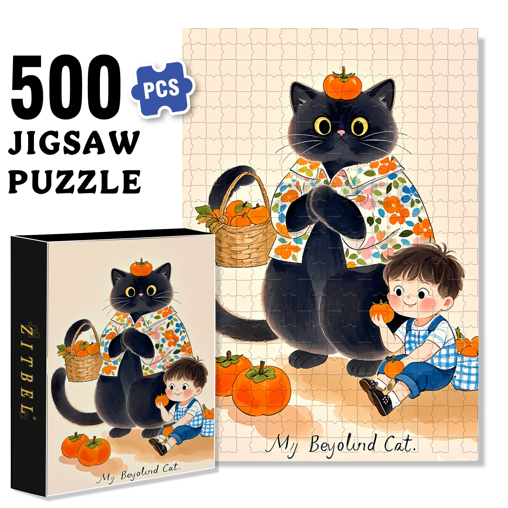 My Cat 500pcs/1000pcs Jigsaw Puzzle, Scratch-Resistant, Paper Material, Interactive Family Game & Brain-Boosting DIY Decor, Perfect for Halloween, Christmas & New Year Gifts, Family Puzzle Game