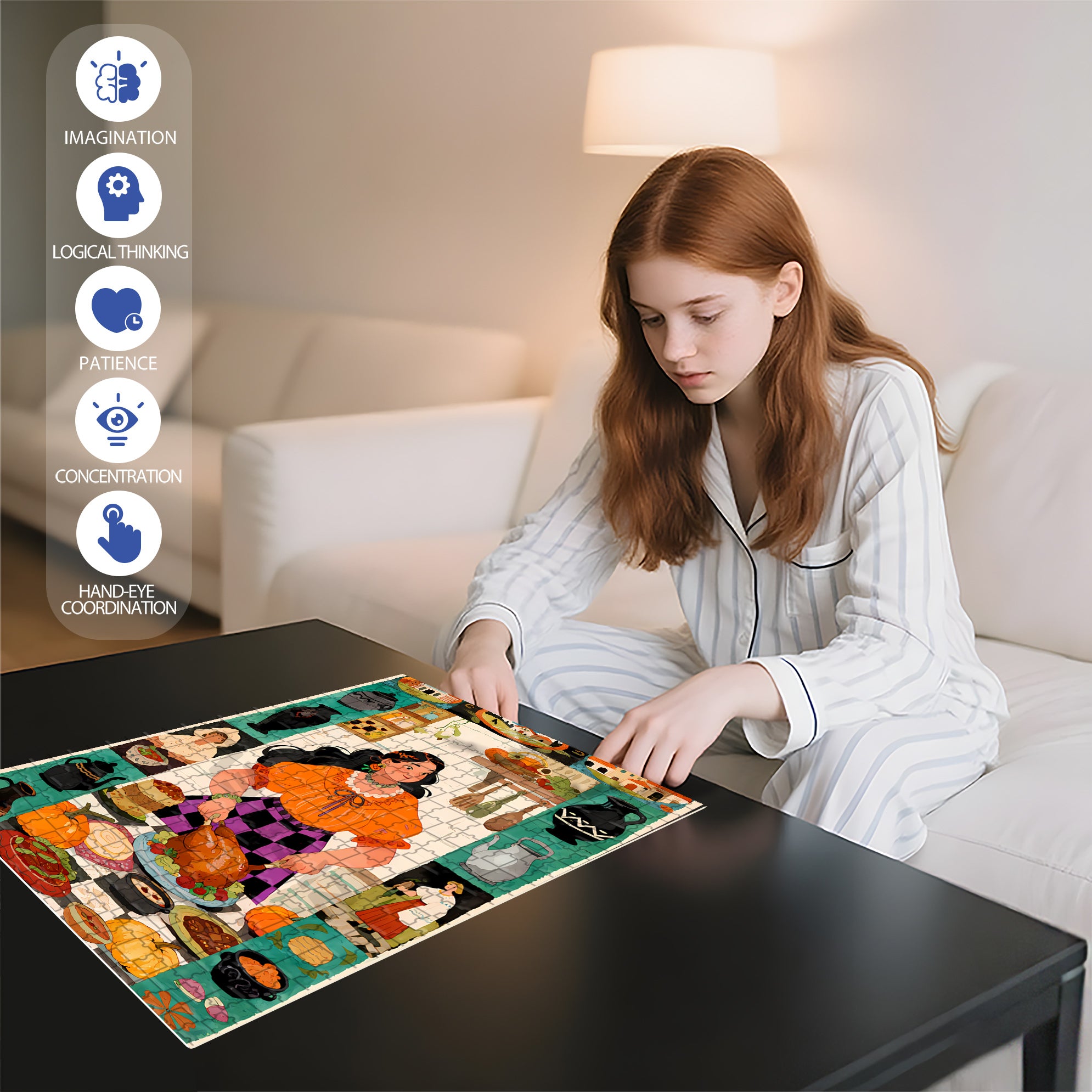 My Thanksgiving Dinner 500pcs/1000pcs Jigsaw Puzzle, Scratch-Resistant, Paper Material, Interactive Family Game & Brain-Boosting DIY Decor, Perfect for Halloween, Christmas & New Year Gifts, Family Puzzle Game