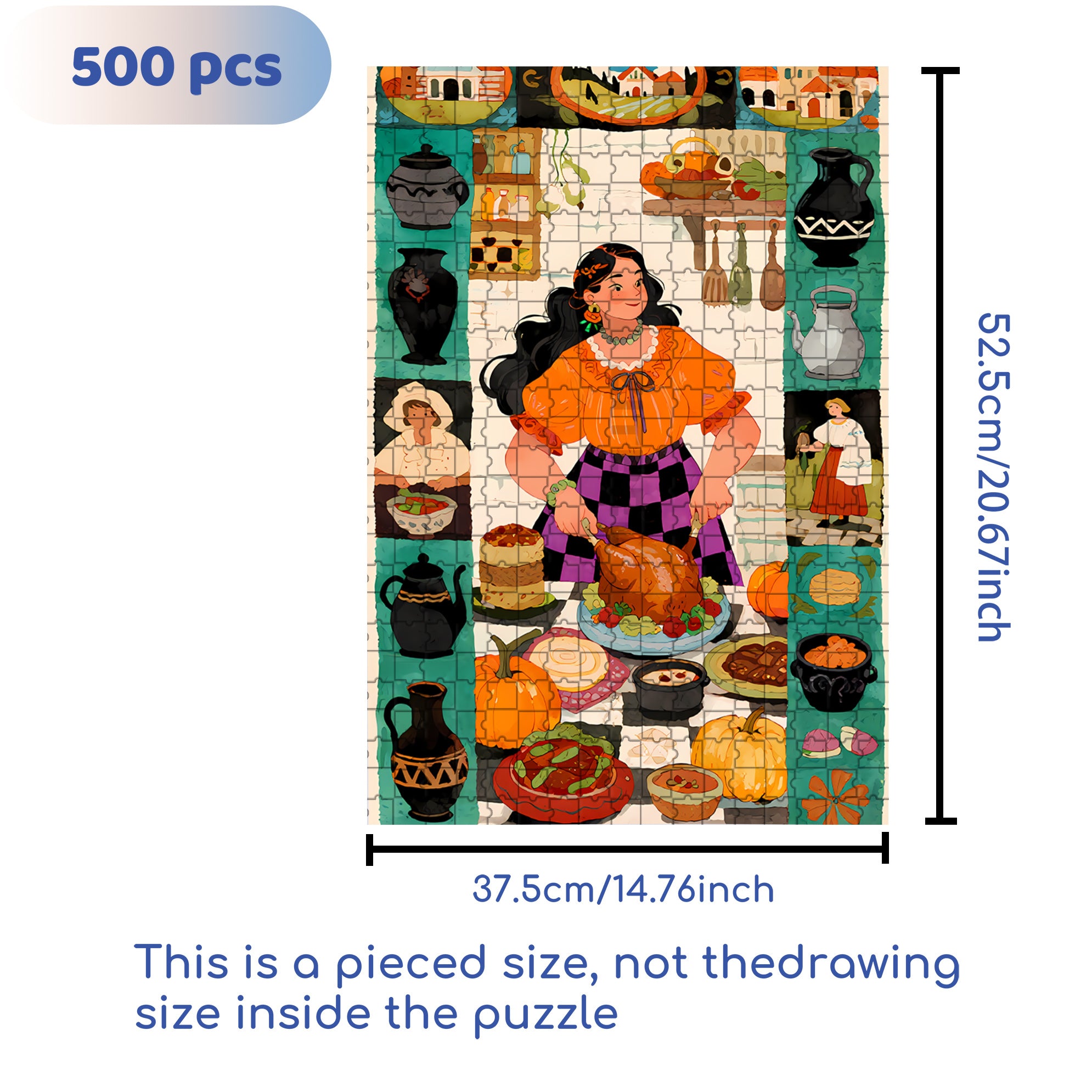 My Thanksgiving Dinner 500pcs/1000pcs Jigsaw Puzzle, Scratch-Resistant, Paper Material, Interactive Family Game & Brain-Boosting DIY Decor, Perfect for Halloween, Christmas & New Year Gifts, Family Puzzle Game