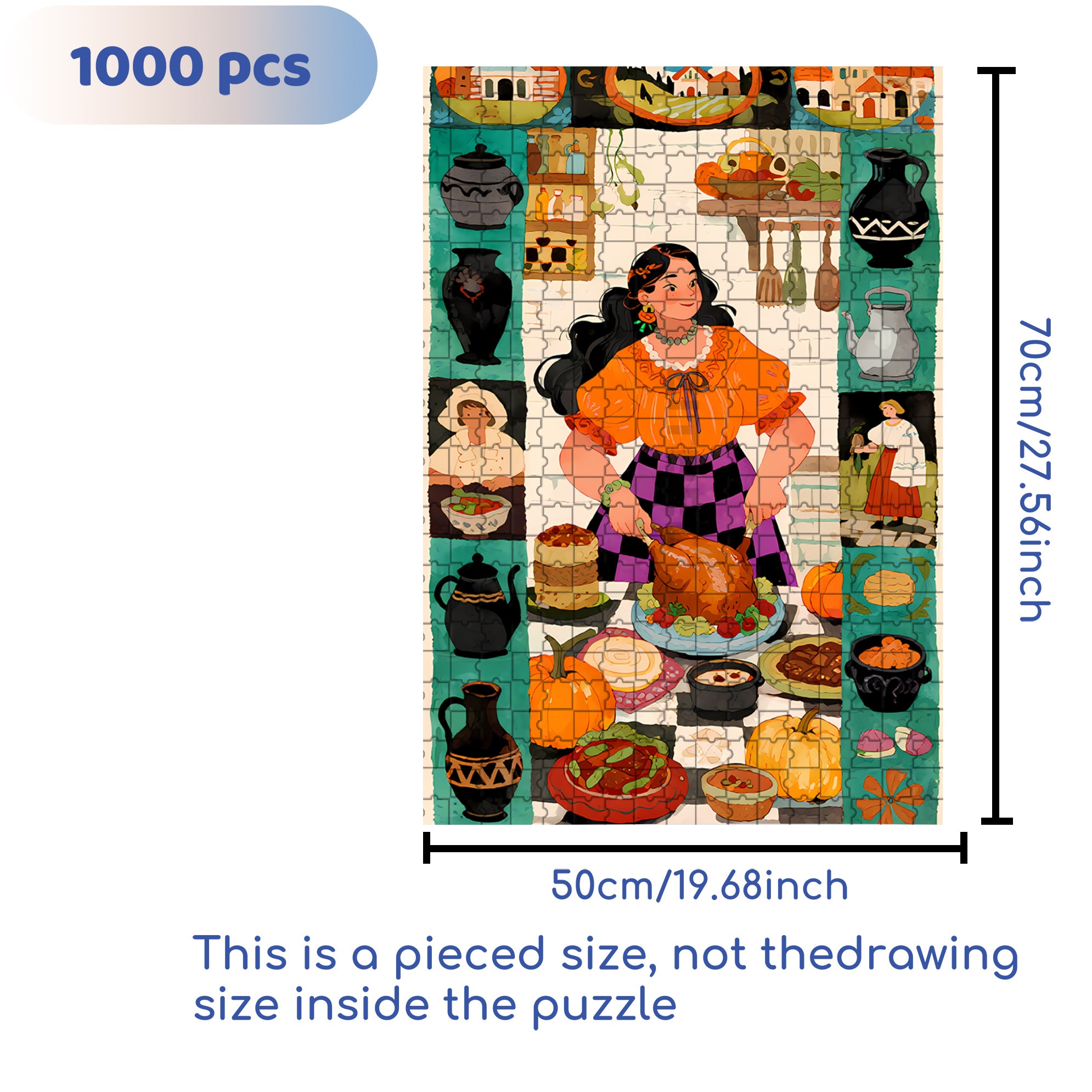My Thanksgiving Dinner 500pcs/1000pcs Jigsaw Puzzle, Scratch-Resistant, Paper Material, Interactive Family Game & Brain-Boosting DIY Decor, Perfect for Halloween, Christmas & New Year Gifts, Family Puzzle Game