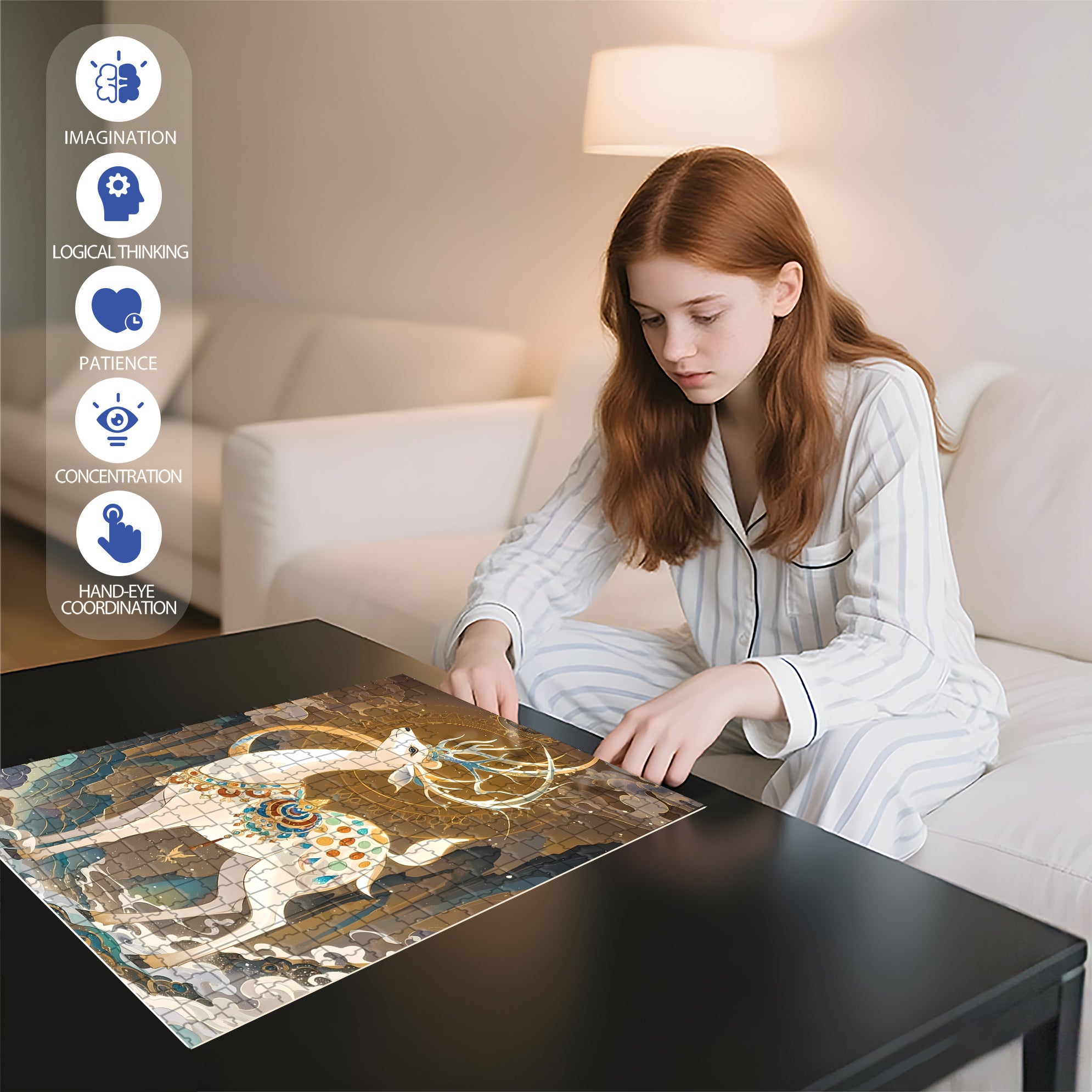 Nine-Colored Deer 500pcs/1000pcs Jigsaw Puzzle, Scratch-Resistant, Paper Material, Interactive Family Game & Brain-Boosting DIY Decor, Perfect for Halloween, Christmas & New Year Gifts, Family Puzzle Game