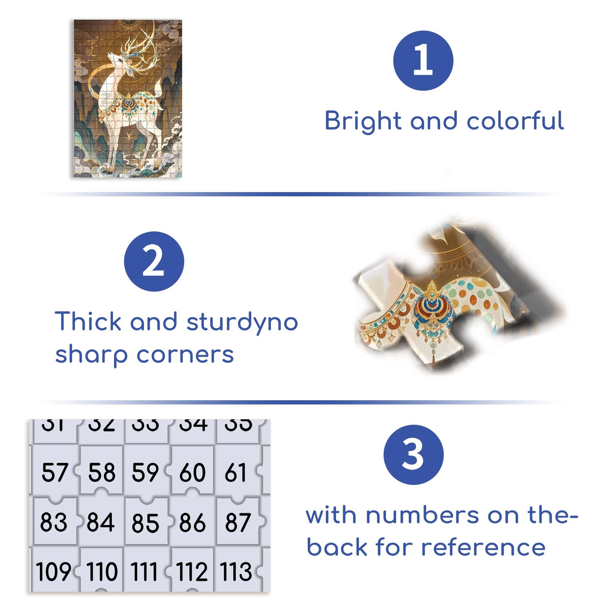Nine-Colored Deer 500pcs/1000pcs Jigsaw Puzzle, Scratch-Resistant, Paper Material, Interactive Family Game & Brain-Boosting DIY Decor, Perfect for Halloween, Christmas & New Year Gifts, Family Puzzle Game