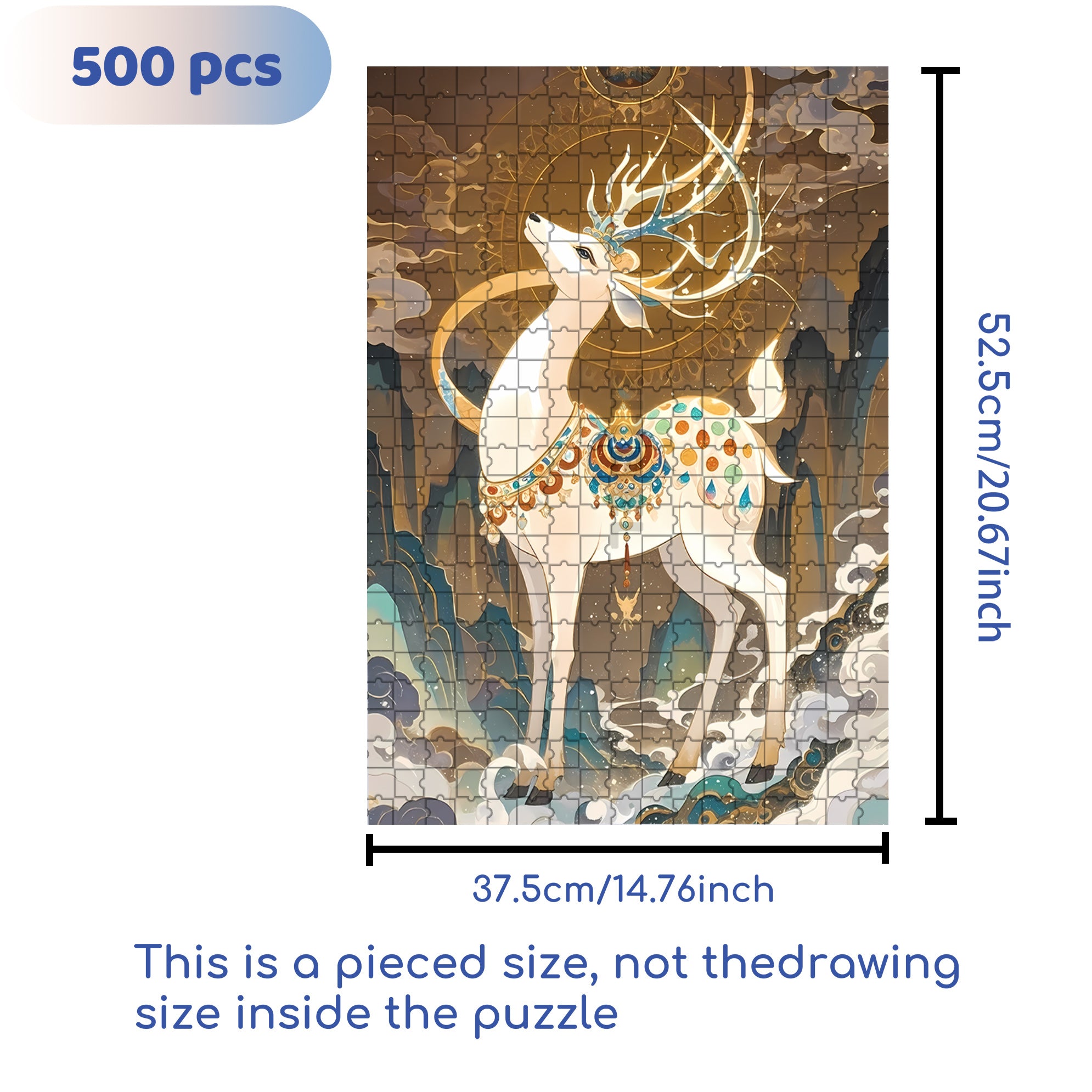 Nine-Colored Deer 500pcs/1000pcs Jigsaw Puzzle, Scratch-Resistant, Paper Material, Interactive Family Game & Brain-Boosting DIY Decor, Perfect for Halloween, Christmas & New Year Gifts, Family Puzzle Game