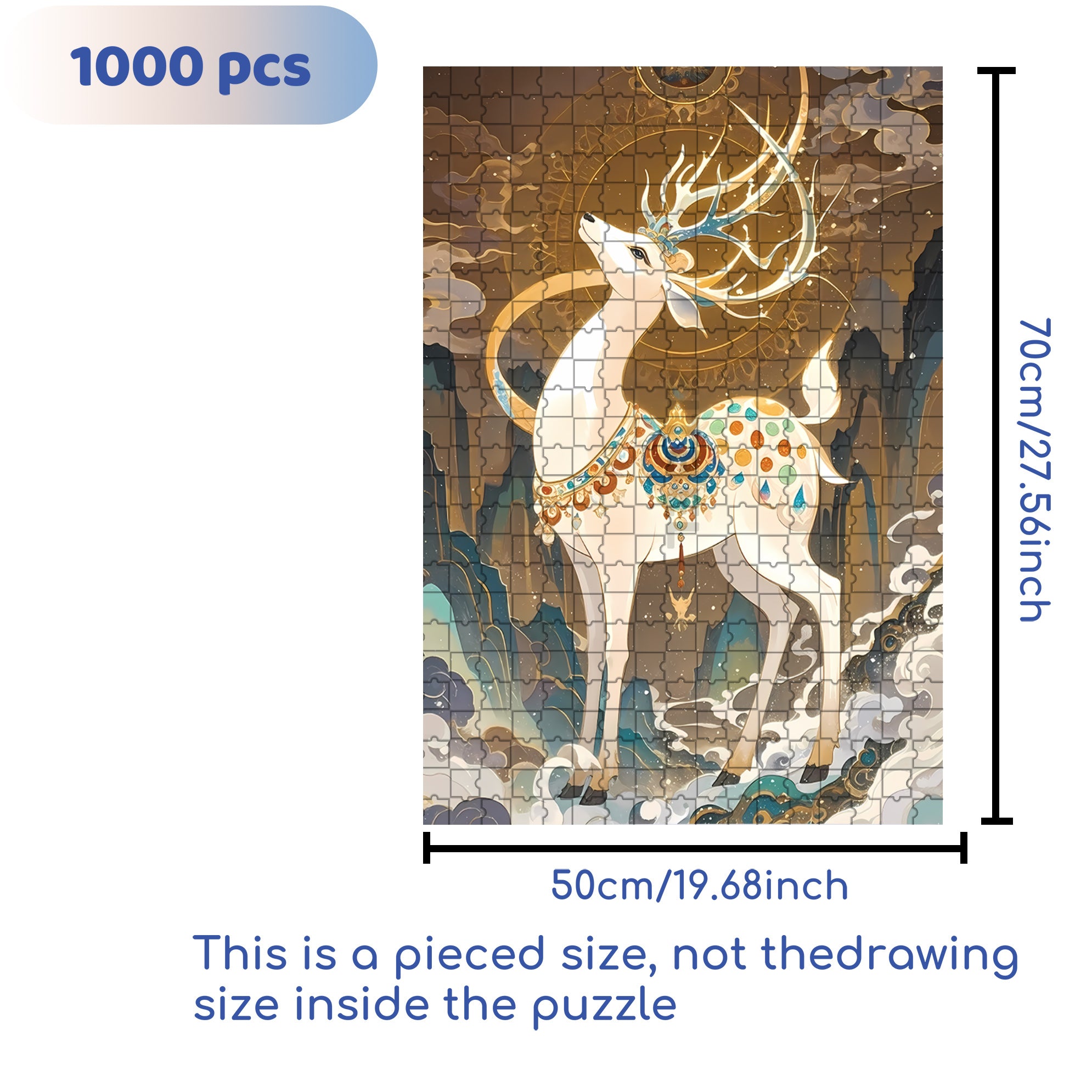 Nine-Colored Deer 500pcs/1000pcs Jigsaw Puzzle, Scratch-Resistant, Paper Material, Interactive Family Game & Brain-Boosting DIY Decor, Perfect for Halloween, Christmas & New Year Gifts, Family Puzzle Game