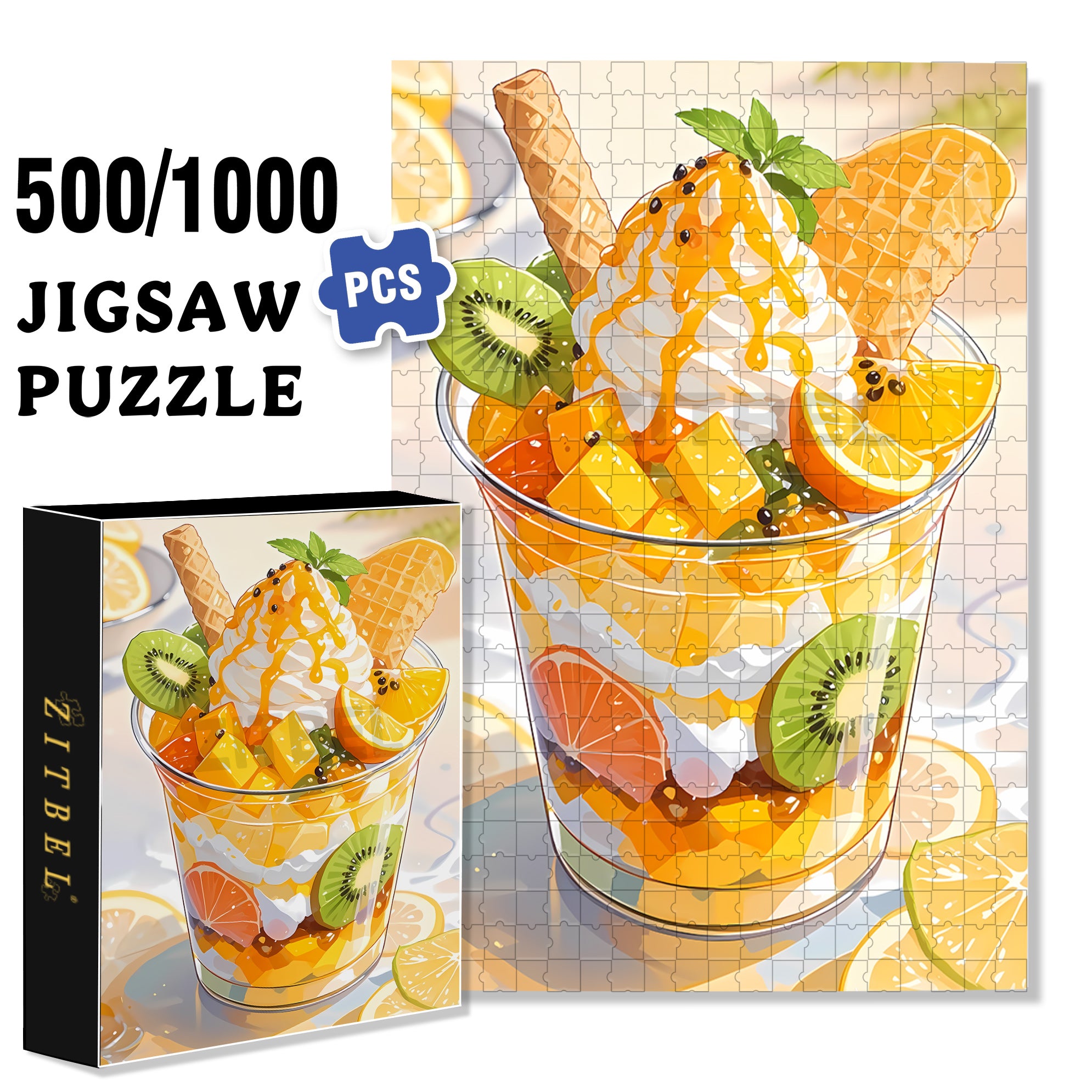 Parfait 500pcs/1000pcs Jigsaw Puzzle, Scratch-Resistant, Paper Material, Interactive Family Game & Brain-Boosting DIY Decor, Perfect for Halloween, Christmas & New Year Gifts, Family Puzzle Game