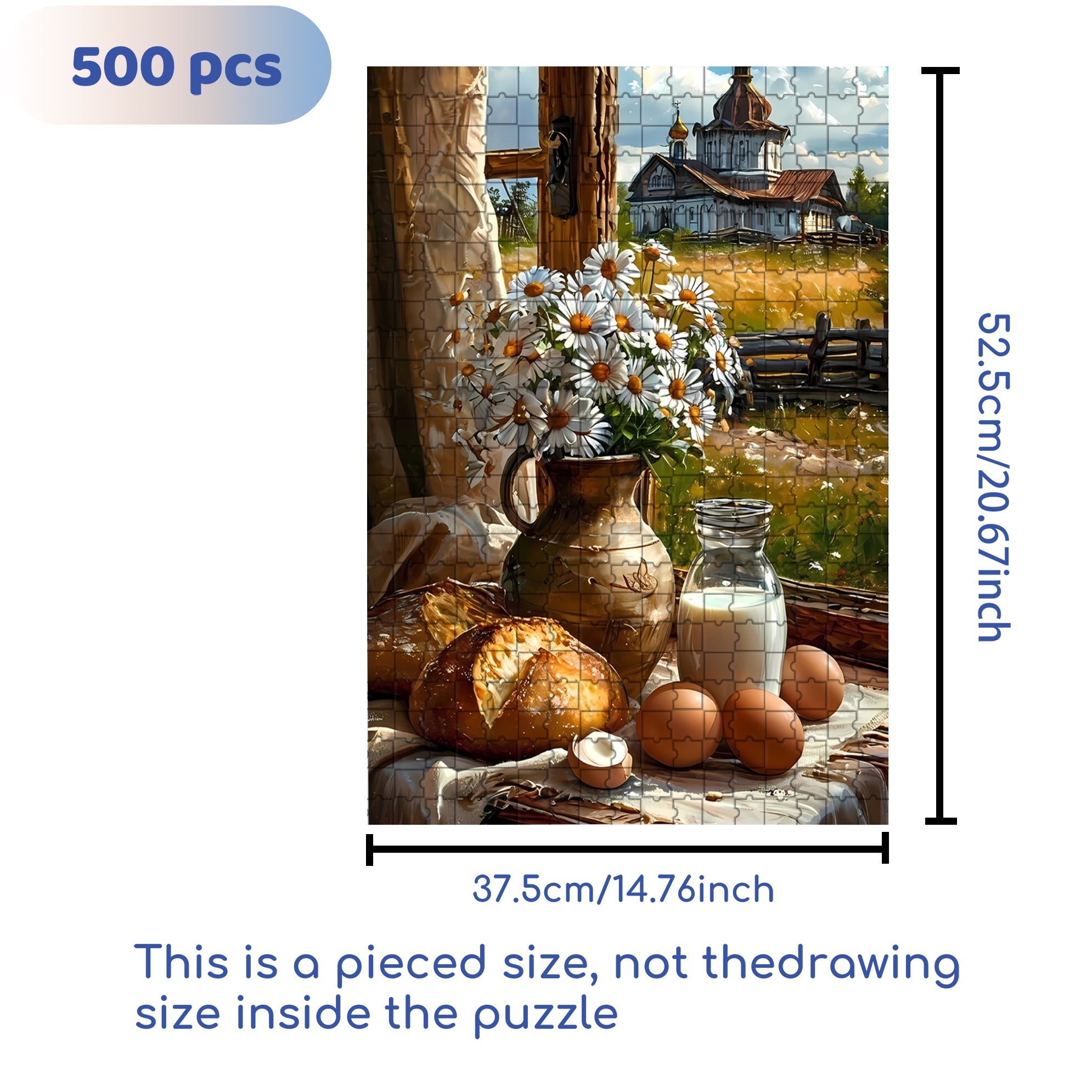 Pastoral Scenery 500pcs/1000pcs Jigsaw Puzzle, Scratch-Resistant, Paper Material, Interactive Family Game & Brain-Boosting DIY Decor, Perfect for Halloween, Christmas & New Year Gifts, Family Puzzle Game