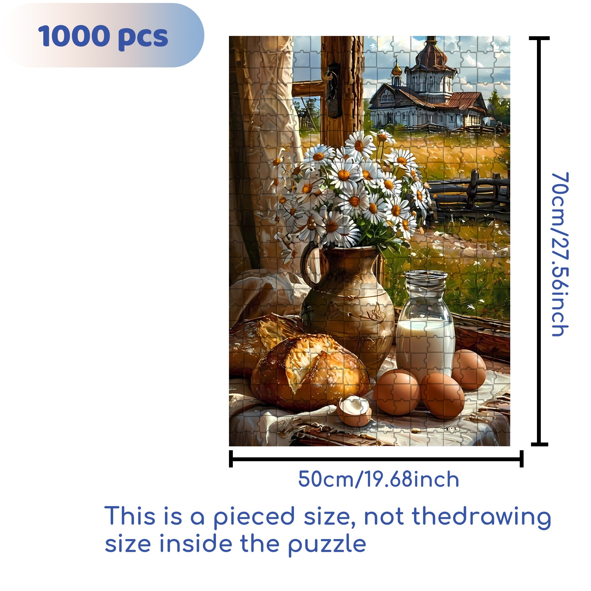 Pastoral Scenery 500pcs/1000pcs Jigsaw Puzzle, Scratch-Resistant, Paper Material, Interactive Family Game & Brain-Boosting DIY Decor, Perfect for Halloween, Christmas & New Year Gifts, Family Puzzle Game