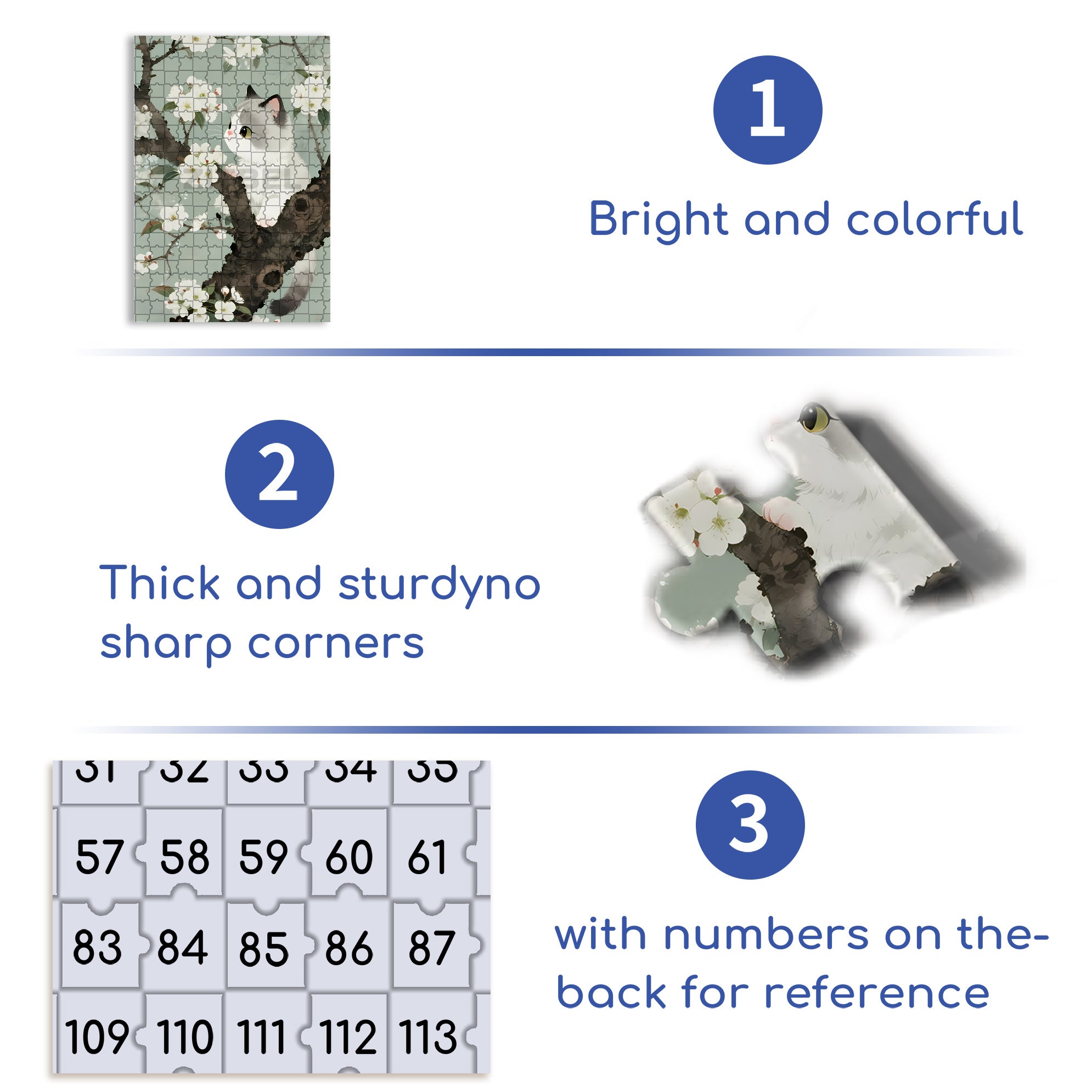 Pear Blossom & Cat 500pcs/1000pcs Jigsaw Puzzle, Scratch-Resistant, Paper Material, Interactive Family Game & Brain-Boosting DIY Decor, Perfect for Halloween, Christmas & New Year Gifts, Family Puzzle Game