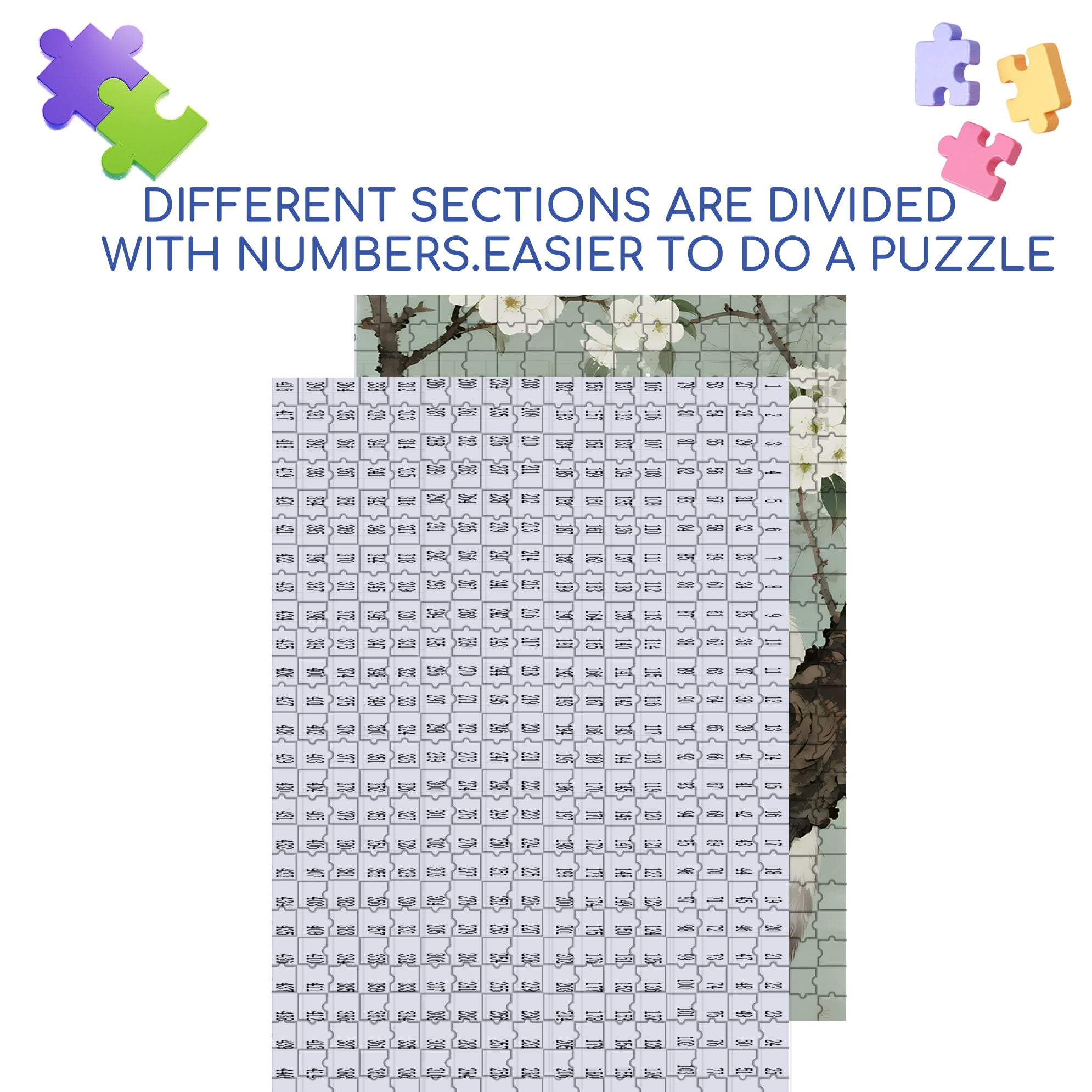 Pear Blossom & Cat 500pcs/1000pcs Jigsaw Puzzle, Scratch-Resistant, Paper Material, Interactive Family Game & Brain-Boosting DIY Decor, Perfect for Halloween, Christmas & New Year Gifts, Family Puzzle Game