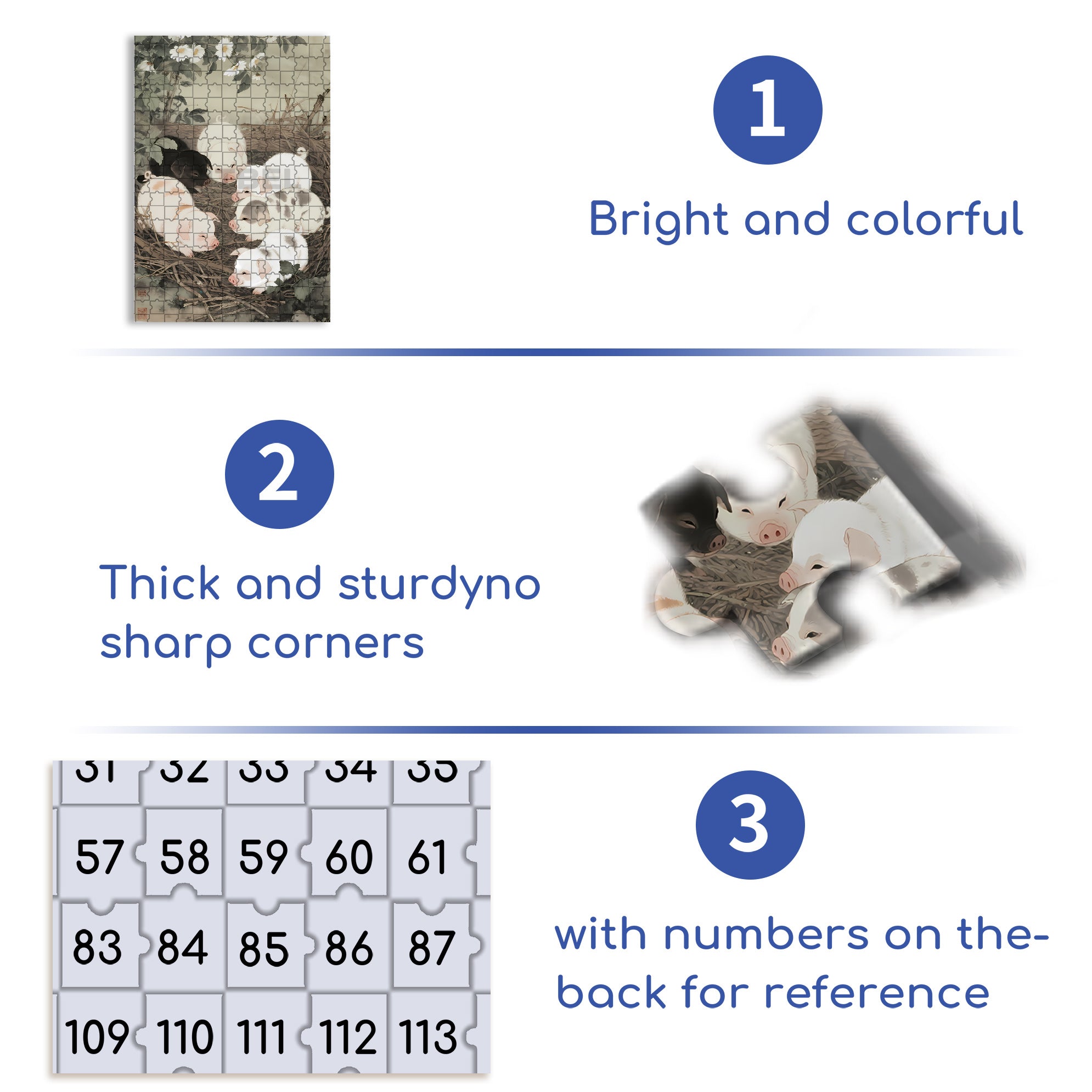Pig 500pcs/1000pcs Jigsaw Puzzle, Scratch-Resistant, Paper Material, Interactive Family Game & Brain-Boosting DIY Decor, Perfect for Halloween, Christmas & New Year Gifts, Family Puzzle Game
