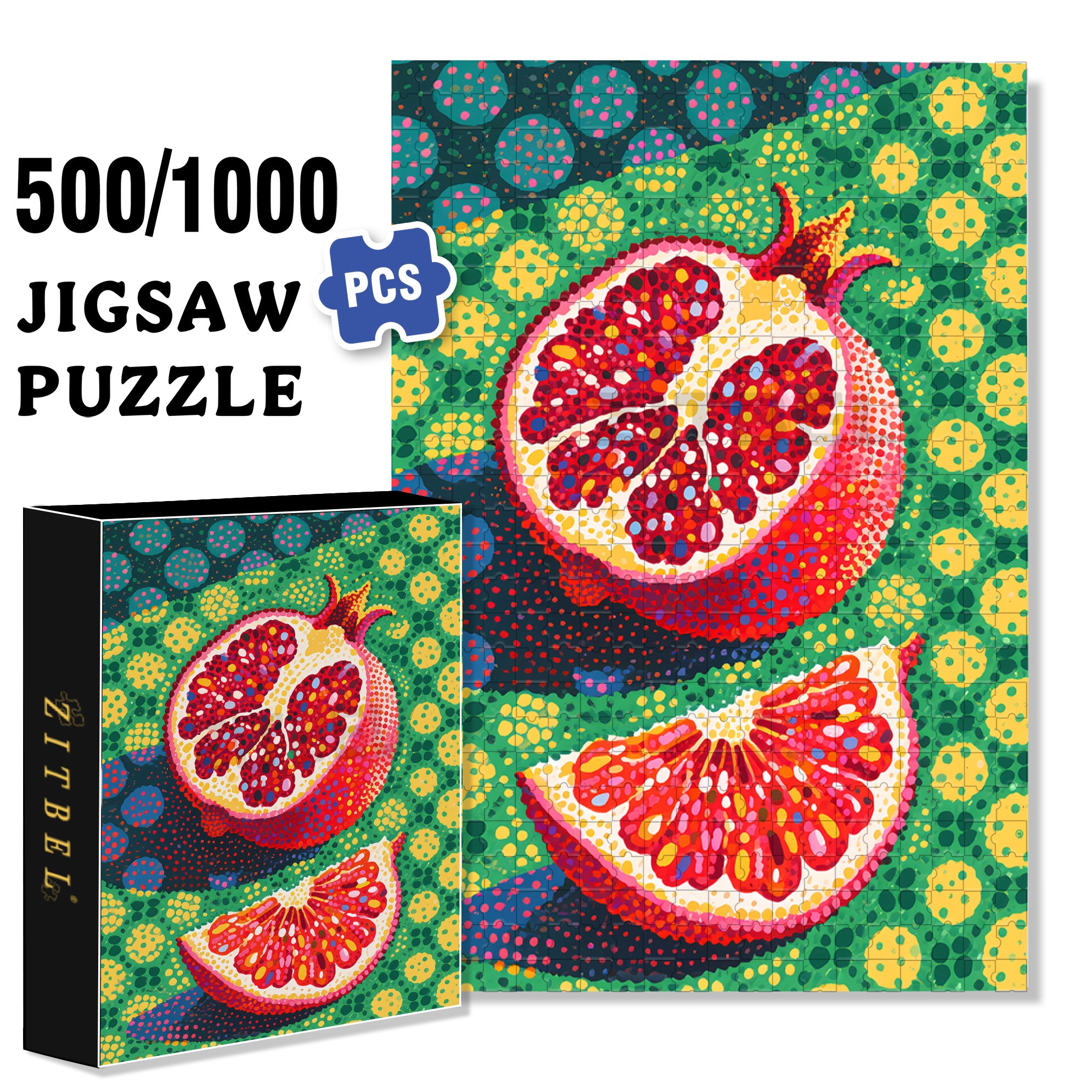 Pomegranate  500pcs/1000pcs Jigsaw Puzzle, Scratch-Resistant, Paper Material, Interactive Family Game & Brain-Boosting DIY Decor, Perfect for Halloween, Christmas & New Year Gifts, Family Puzzle Game