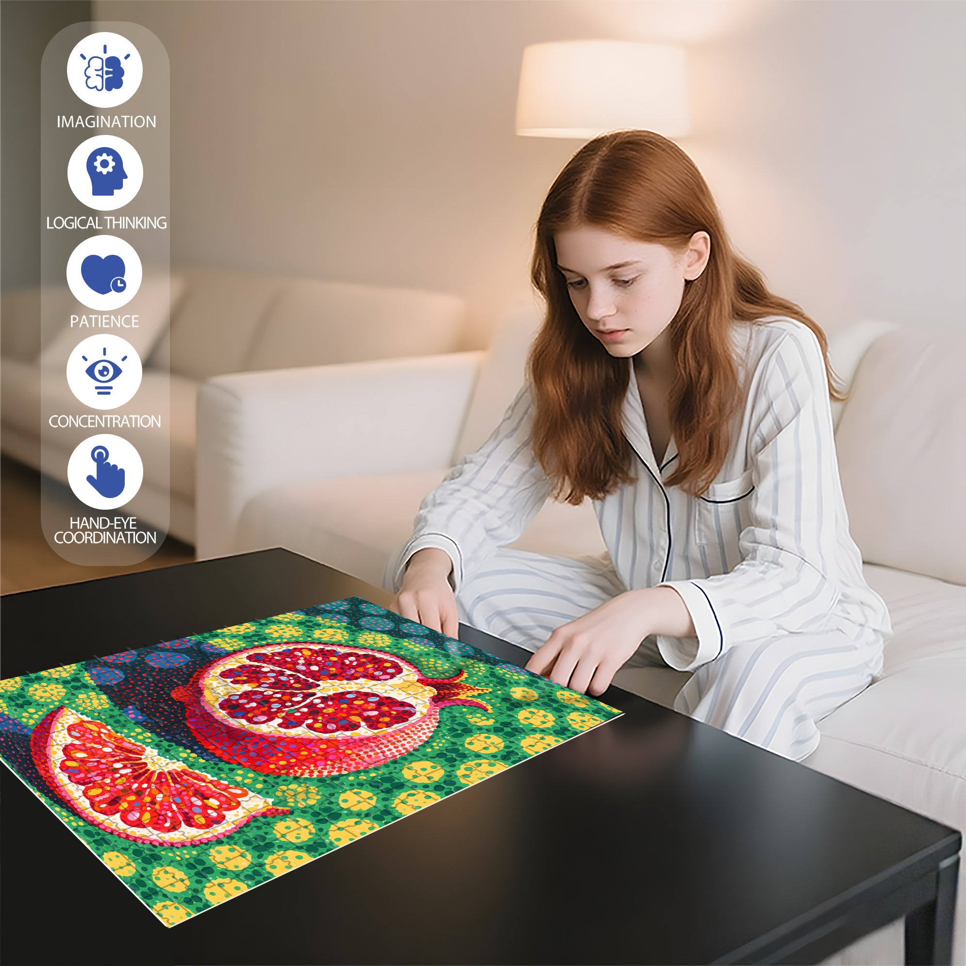 Pomegranate  500pcs/1000pcs Jigsaw Puzzle, Scratch-Resistant, Paper Material, Interactive Family Game & Brain-Boosting DIY Decor, Perfect for Halloween, Christmas & New Year Gifts, Family Puzzle Game