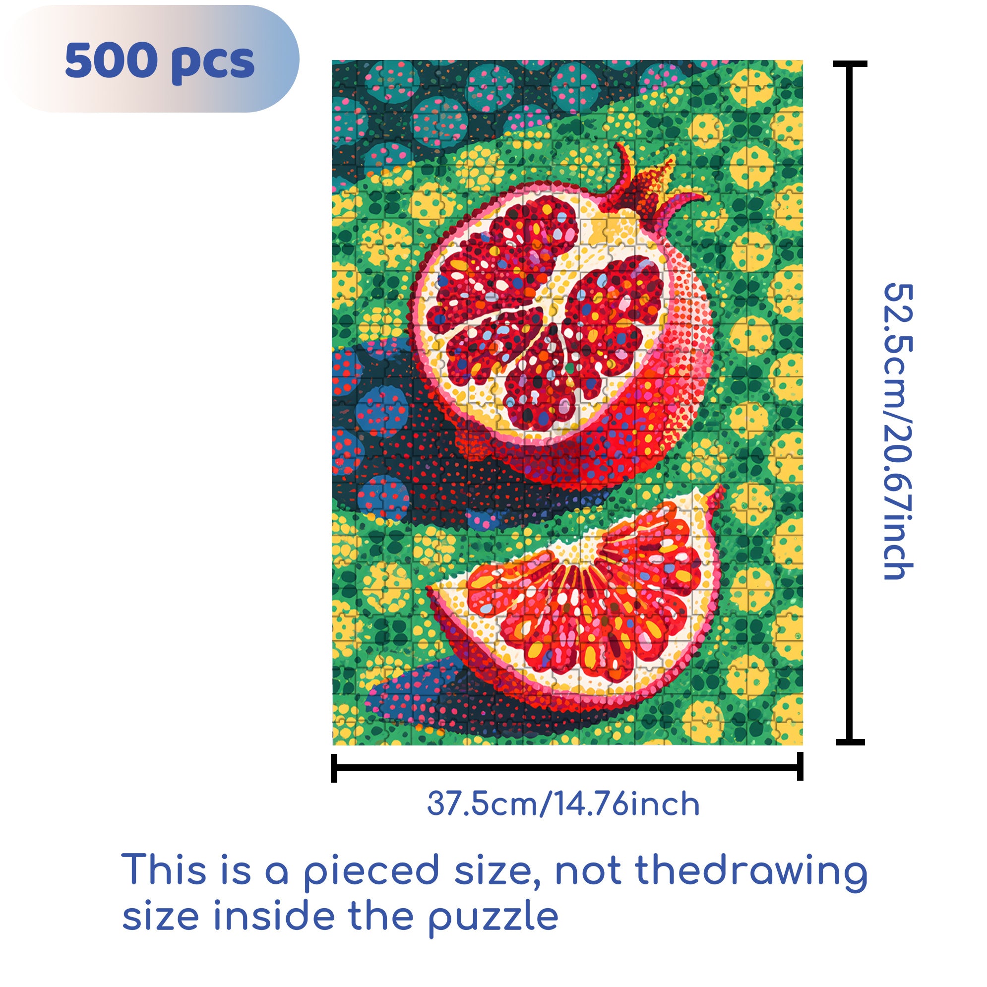 Pomegranate  500pcs/1000pcs Jigsaw Puzzle, Scratch-Resistant, Paper Material, Interactive Family Game & Brain-Boosting DIY Decor, Perfect for Halloween, Christmas & New Year Gifts, Family Puzzle Game