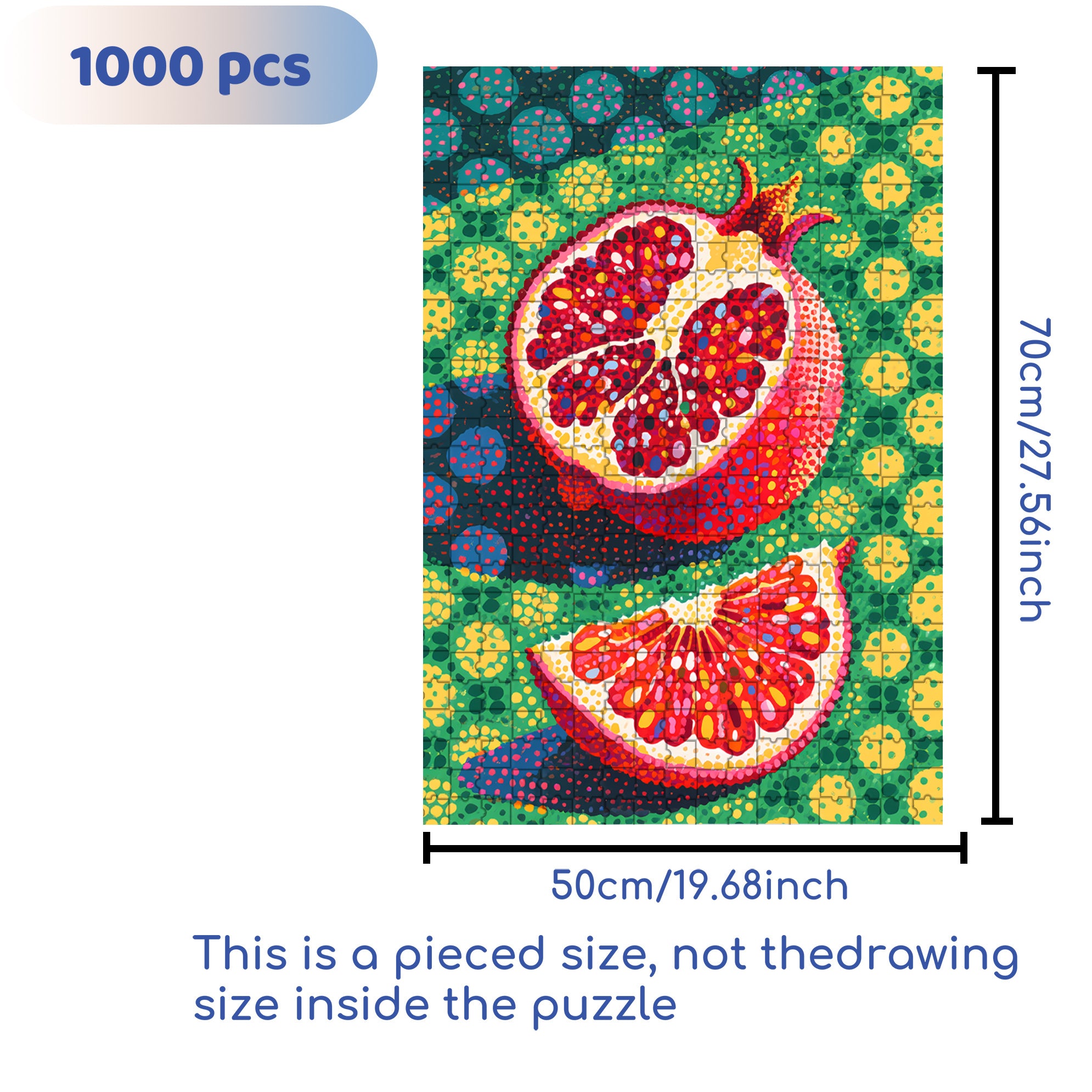 Pomegranate  500pcs/1000pcs Jigsaw Puzzle, Scratch-Resistant, Paper Material, Interactive Family Game & Brain-Boosting DIY Decor, Perfect for Halloween, Christmas & New Year Gifts, Family Puzzle Game