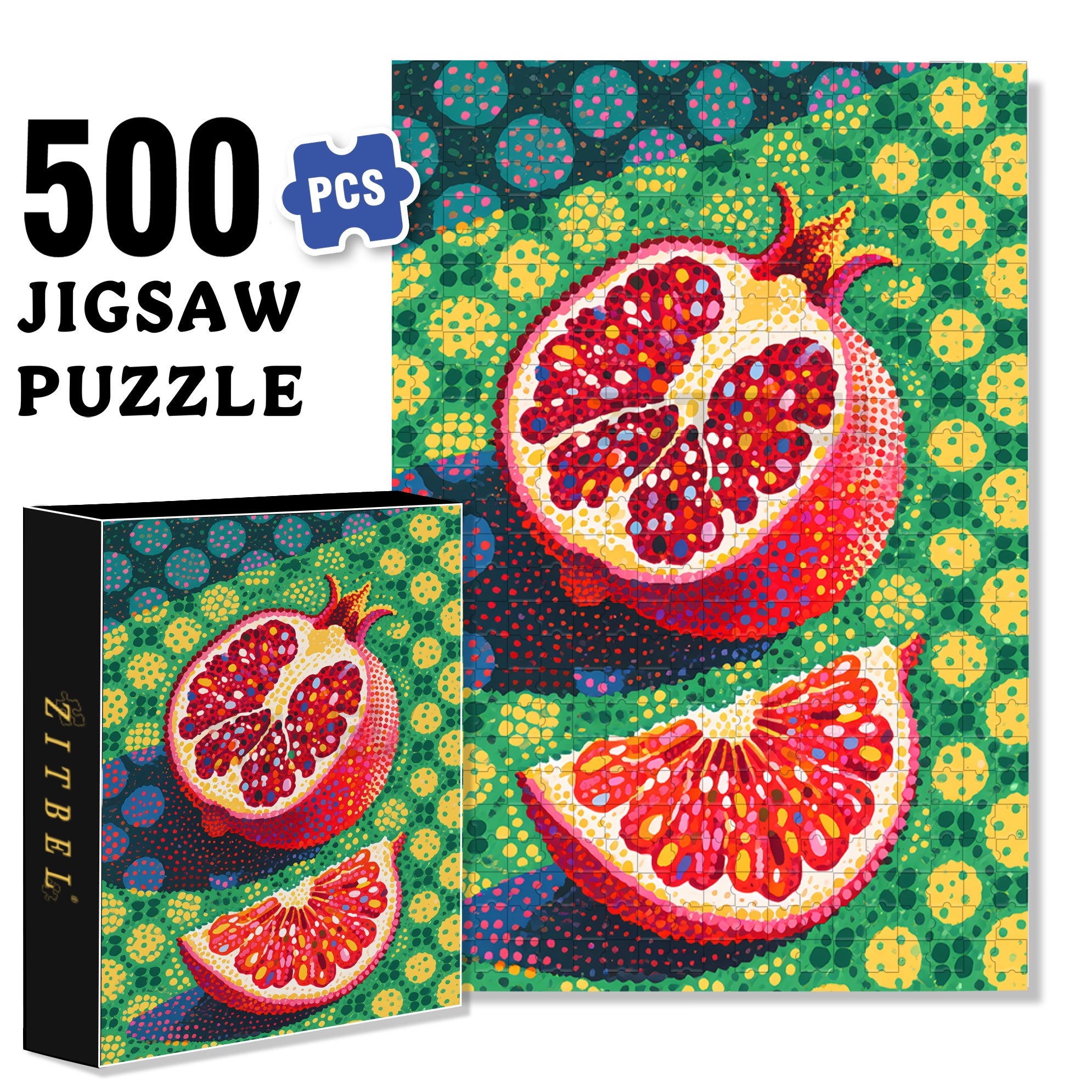 Pomegranate  500pcs/1000pcs Jigsaw Puzzle, Scratch-Resistant, Paper Material, Interactive Family Game & Brain-Boosting DIY Decor, Perfect for Halloween, Christmas & New Year Gifts, Family Puzzle Game