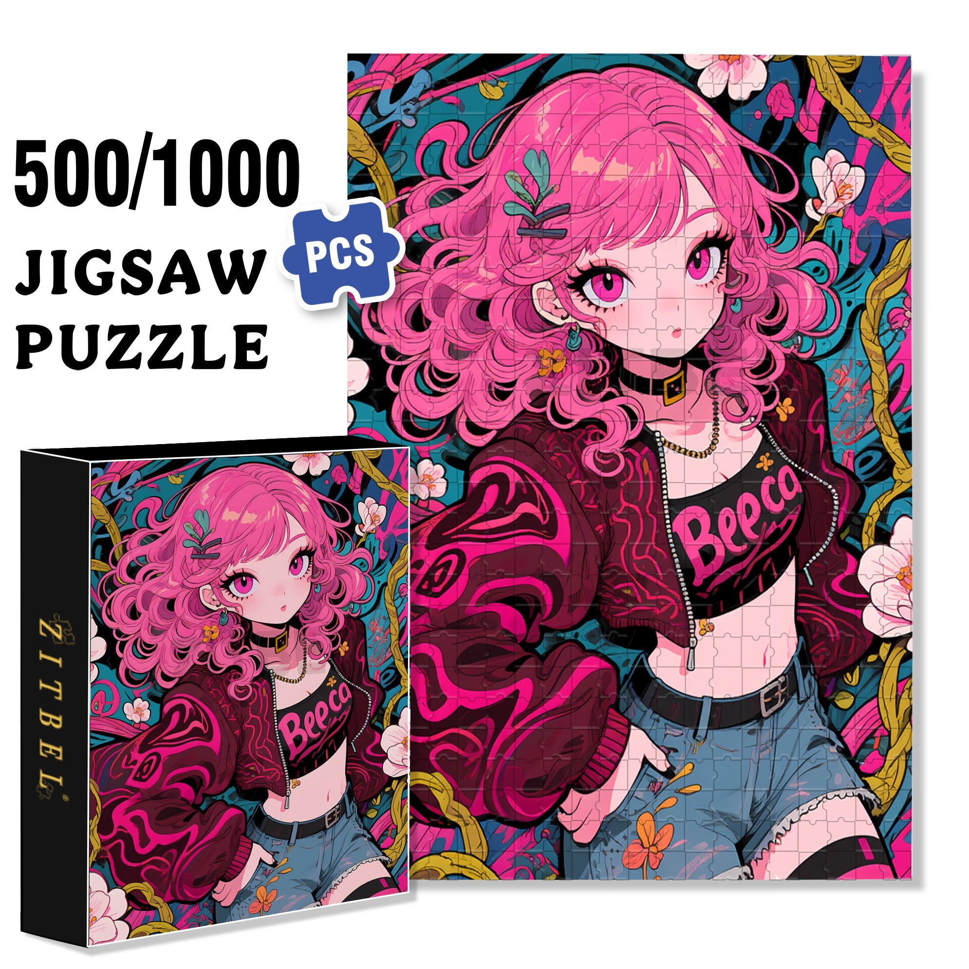 Punk 500pcs/1000pcs Jigsaw Puzzle, Scratch-Resistant, Paper Material, Interactive Family Game & Brain-Boosting DIY Decor, Perfect for Halloween, Christmas & New Year Gifts, Family Puzzle Game