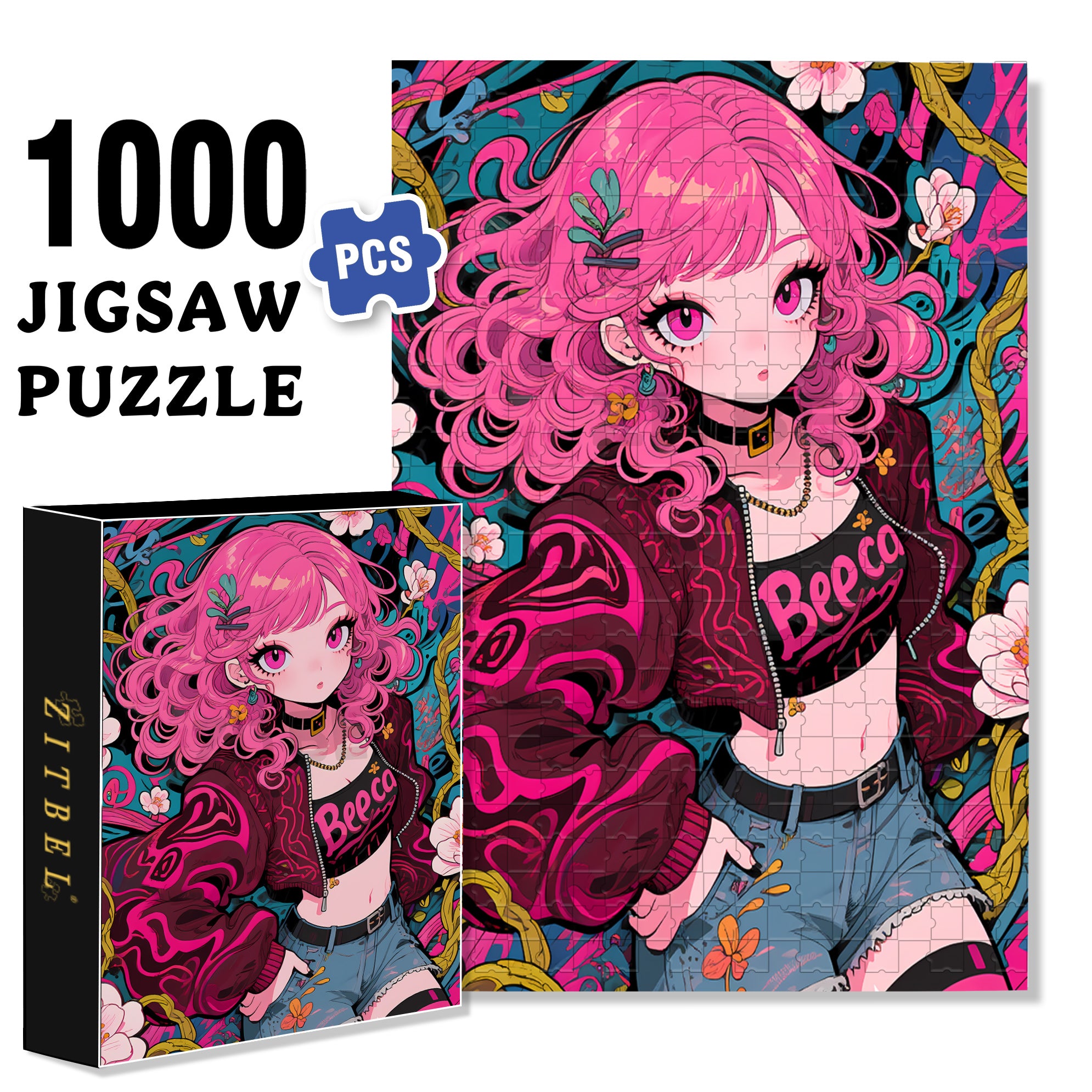 Punk 500pcs/1000pcs Jigsaw Puzzle, Scratch-Resistant, Paper Material, Interactive Family Game & Brain-Boosting DIY Decor, Perfect for Halloween, Christmas & New Year Gifts, Family Puzzle Game