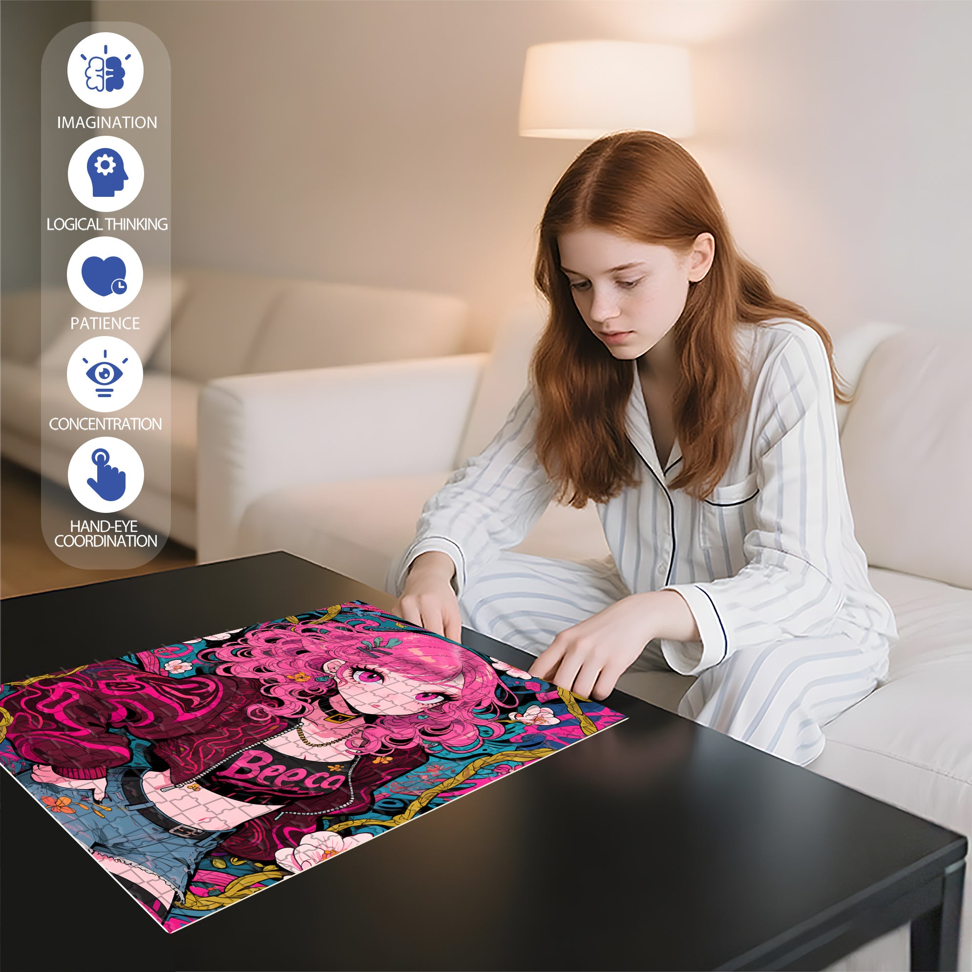 Punk 500pcs/1000pcs Jigsaw Puzzle, Scratch-Resistant, Paper Material, Interactive Family Game & Brain-Boosting DIY Decor, Perfect for Halloween, Christmas & New Year Gifts, Family Puzzle Game