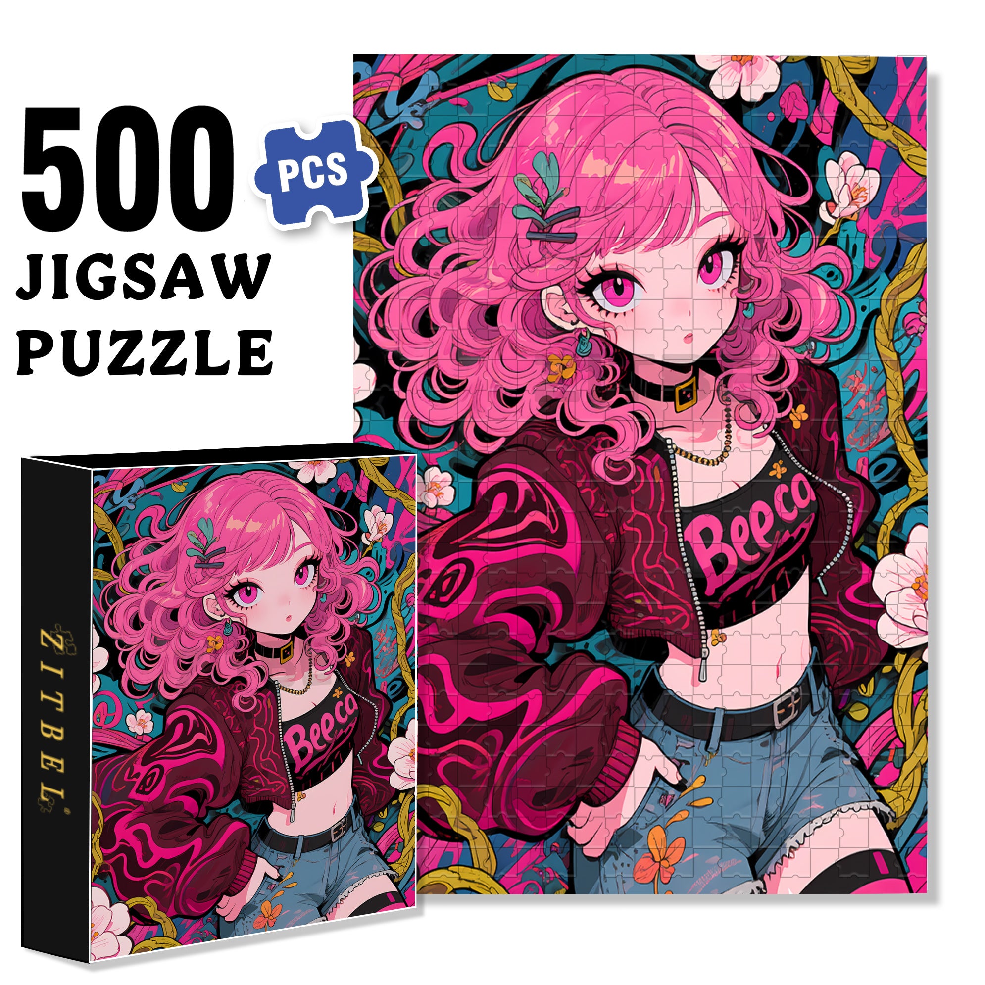 Punk 500pcs/1000pcs Jigsaw Puzzle, Scratch-Resistant, Paper Material, Interactive Family Game & Brain-Boosting DIY Decor, Perfect for Halloween, Christmas & New Year Gifts, Family Puzzle Game
