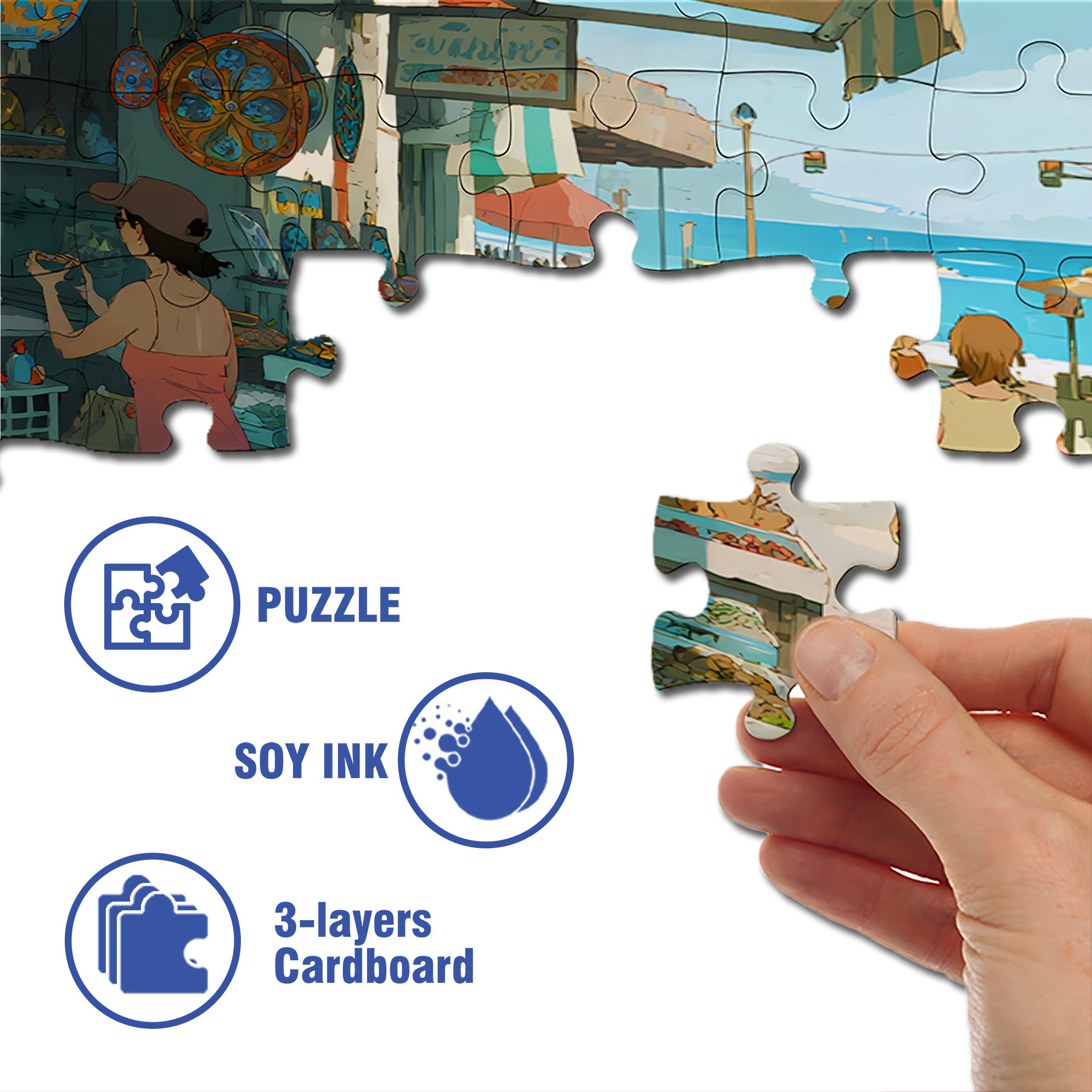 Seafood Market 500pcs/1000pcs Jigsaw Puzzle, Scratch-Resistant, Paper Material, Interactive Family Game & Brain-Boosting DIY Decor, Perfect for Halloween, Christmas & New Year Gifts, Family Puzzle Game