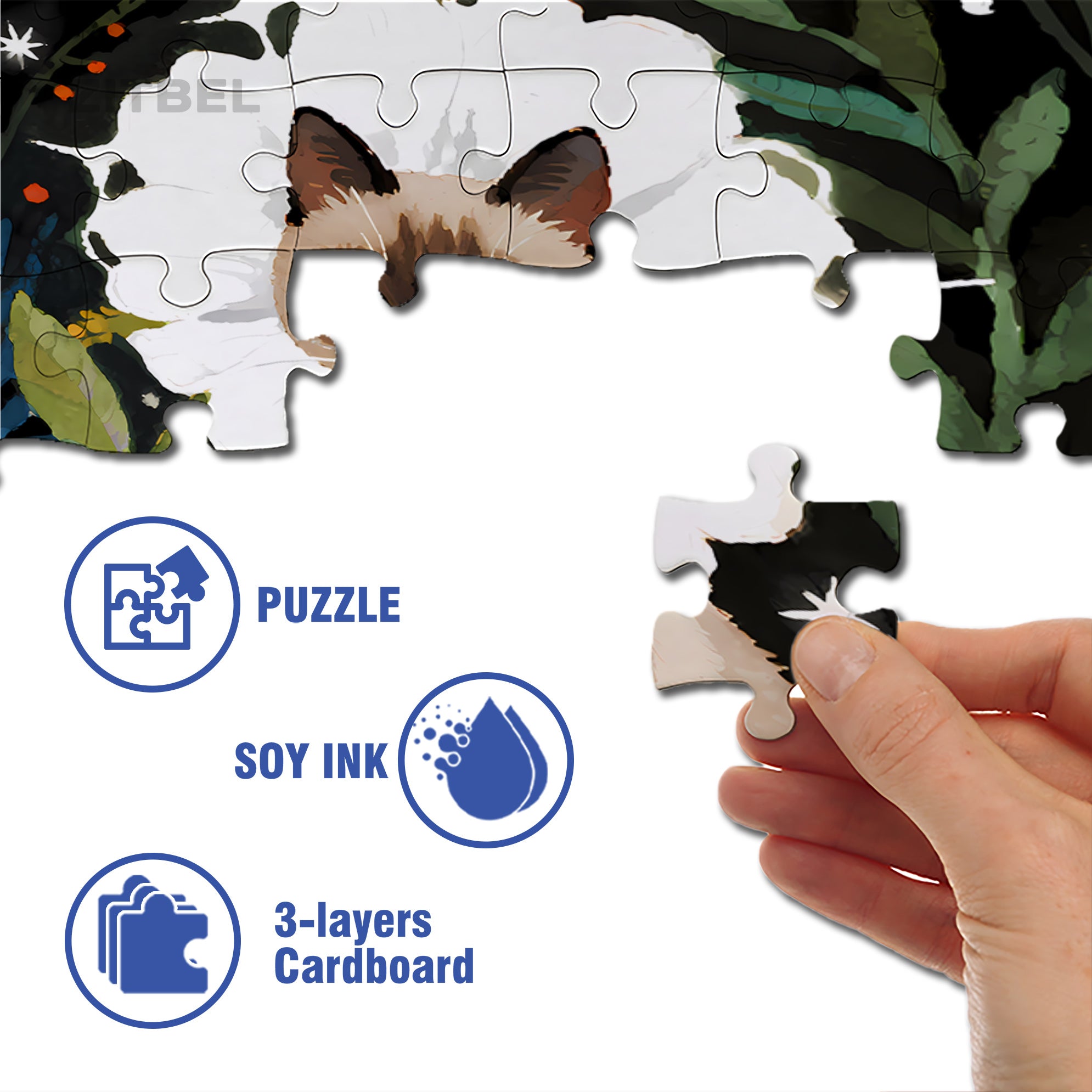 Siamese Cat 500pcs/1000pcs Jigsaw Puzzle, Scratch-Resistant, Paper Material, Interactive Family Game & Brain-Boosting DIY Decor, Perfect for Halloween, Christmas & New Year Gifts, Family Puzzle Game