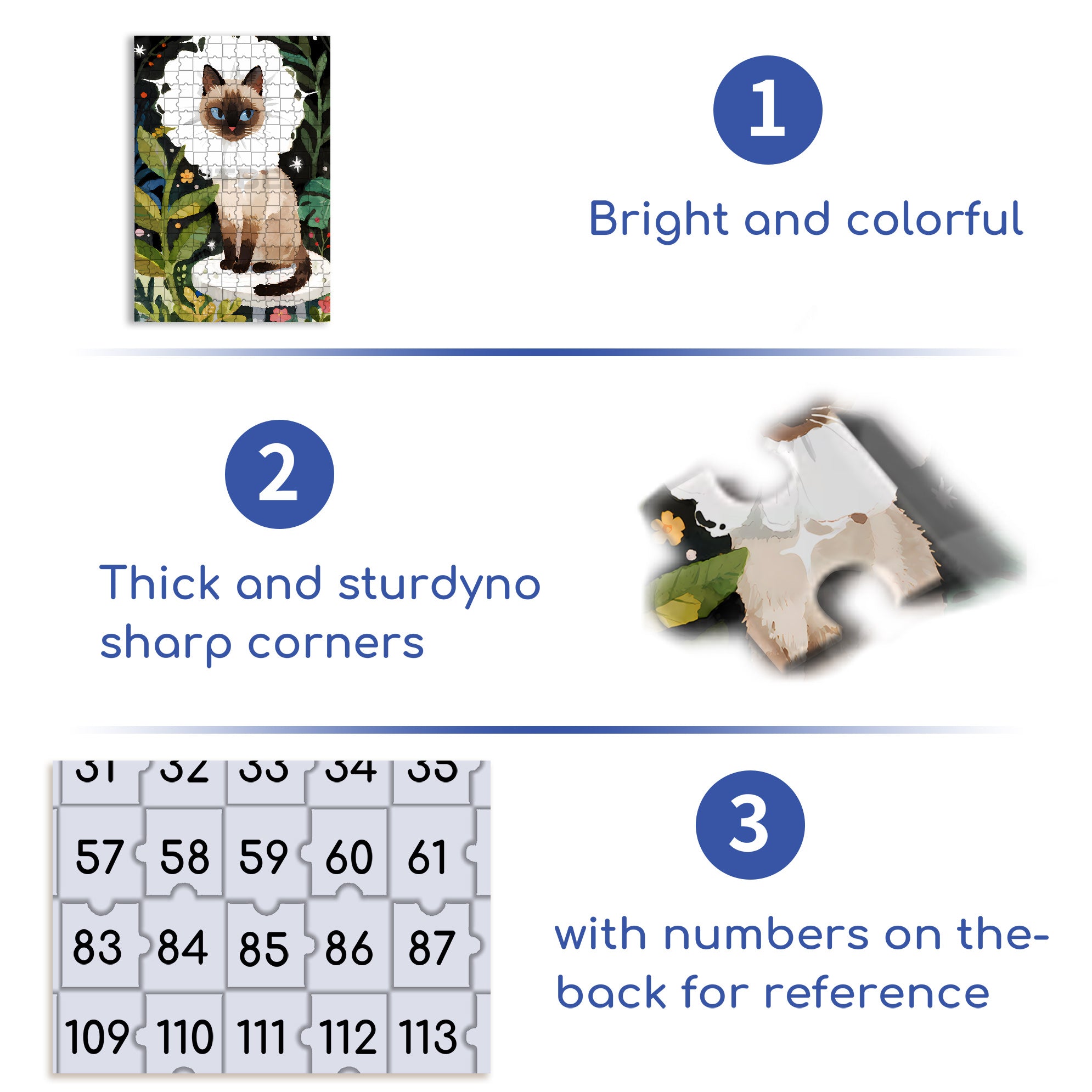 Siamese Cat 500pcs/1000pcs Jigsaw Puzzle, Scratch-Resistant, Paper Material, Interactive Family Game & Brain-Boosting DIY Decor, Perfect for Halloween, Christmas & New Year Gifts, Family Puzzle Game
