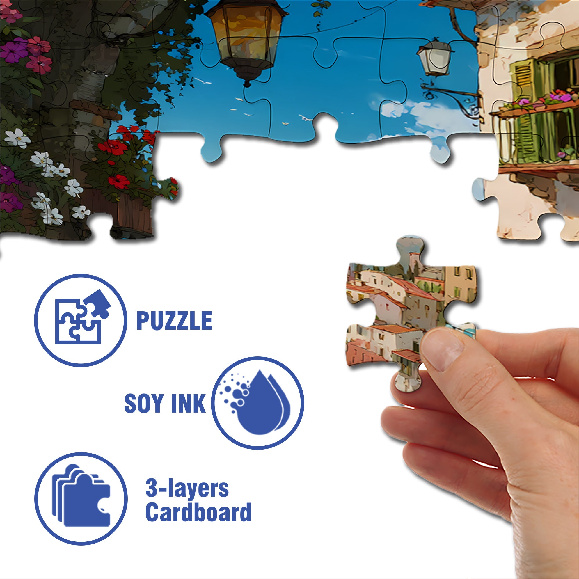 Small Town In Southern France 500pcs/1000pcs Jigsaw Puzzle, Scratch-Resistant, Paper Material, Interactive Family Game & Brain-Boosting DIY Decor, Perfect for Halloween, Christmas & New Year Gifts, Family Puzzle Game