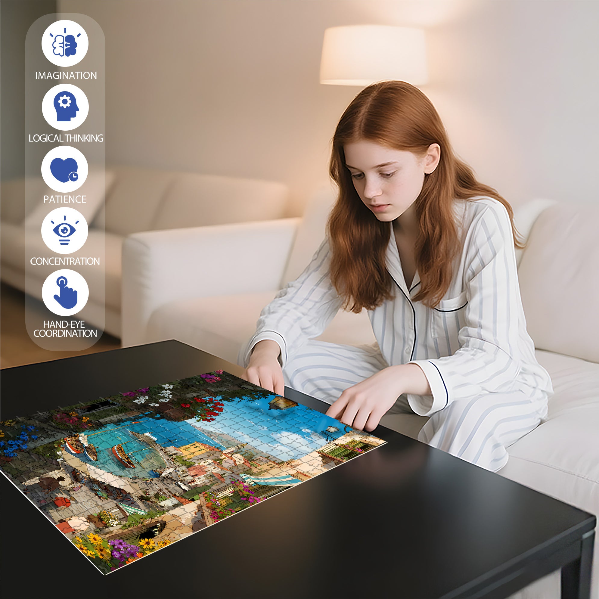 Small Town In Southern France 500pcs/1000pcs Jigsaw Puzzle, Scratch-Resistant, Paper Material, Interactive Family Game & Brain-Boosting DIY Decor, Perfect for Halloween, Christmas & New Year Gifts, Family Puzzle Game